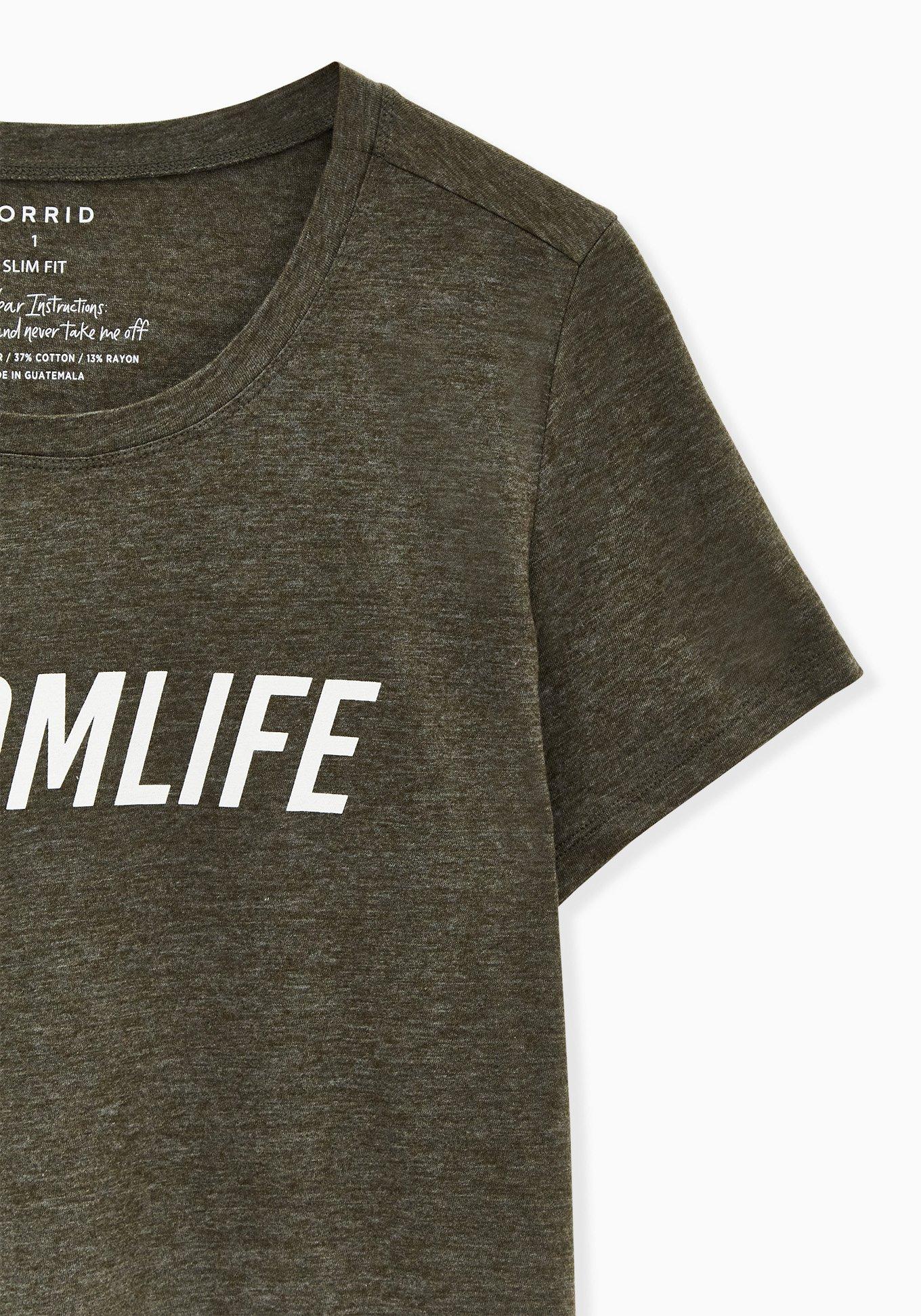 #MomLife Slim Fit Crew Tee - Triblend Olive Green , MEDIUM HEATHER GREY, alternate