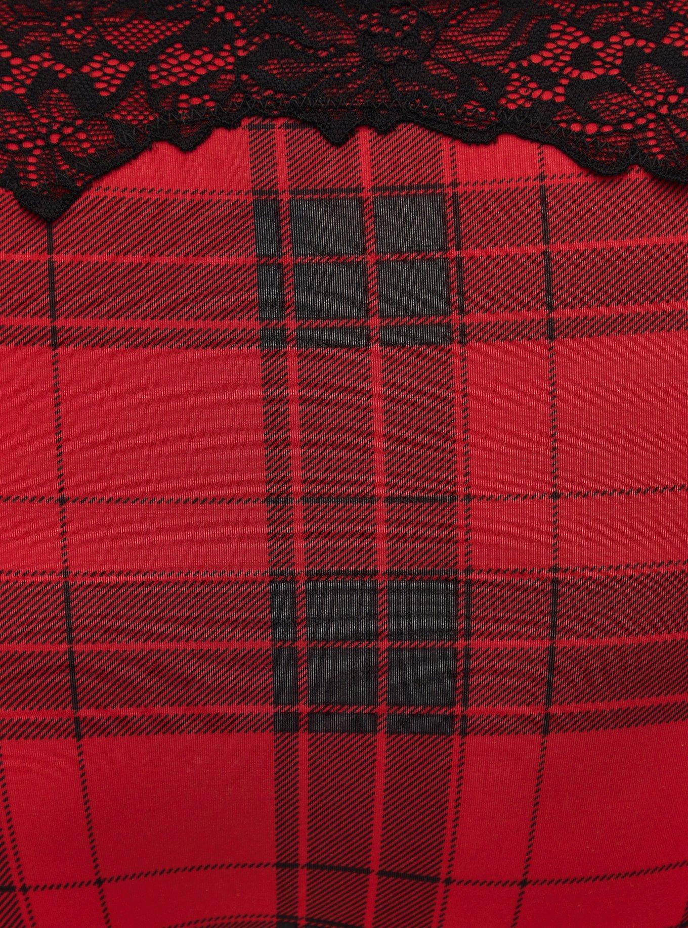 Red Plaid Shine Cheeky Panty , SPLATTER PLAID, alternate