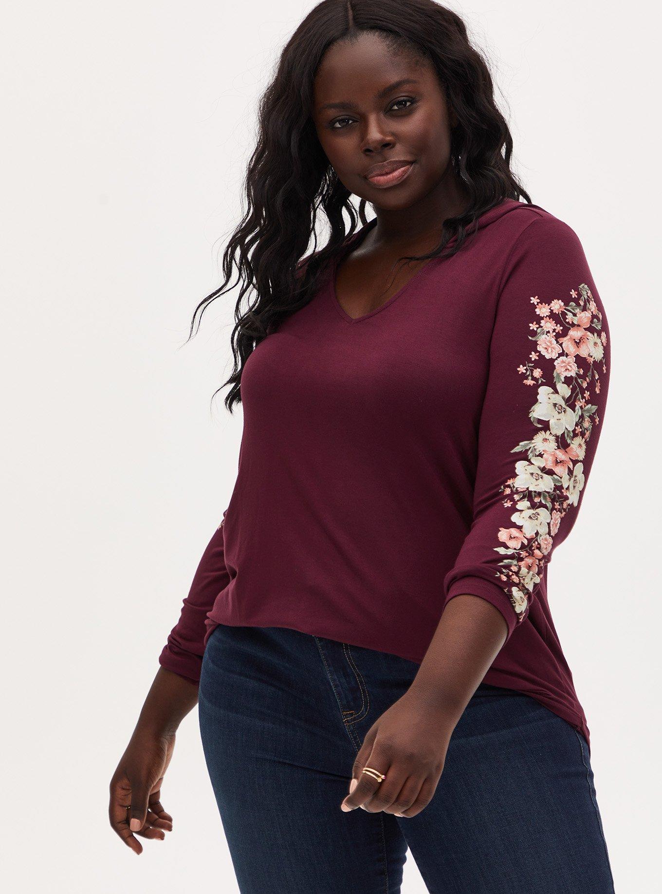 Plus size floral outlet hoodie