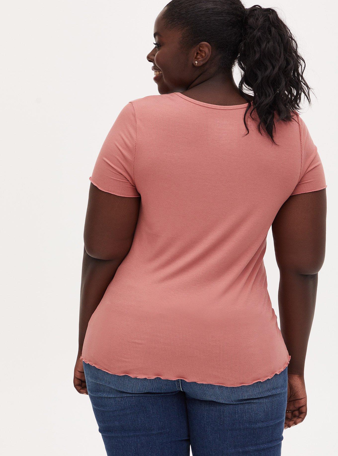 Plus Size Buckle Up Crew Tee - Super Soft Rib Dusty Coral , , alternate