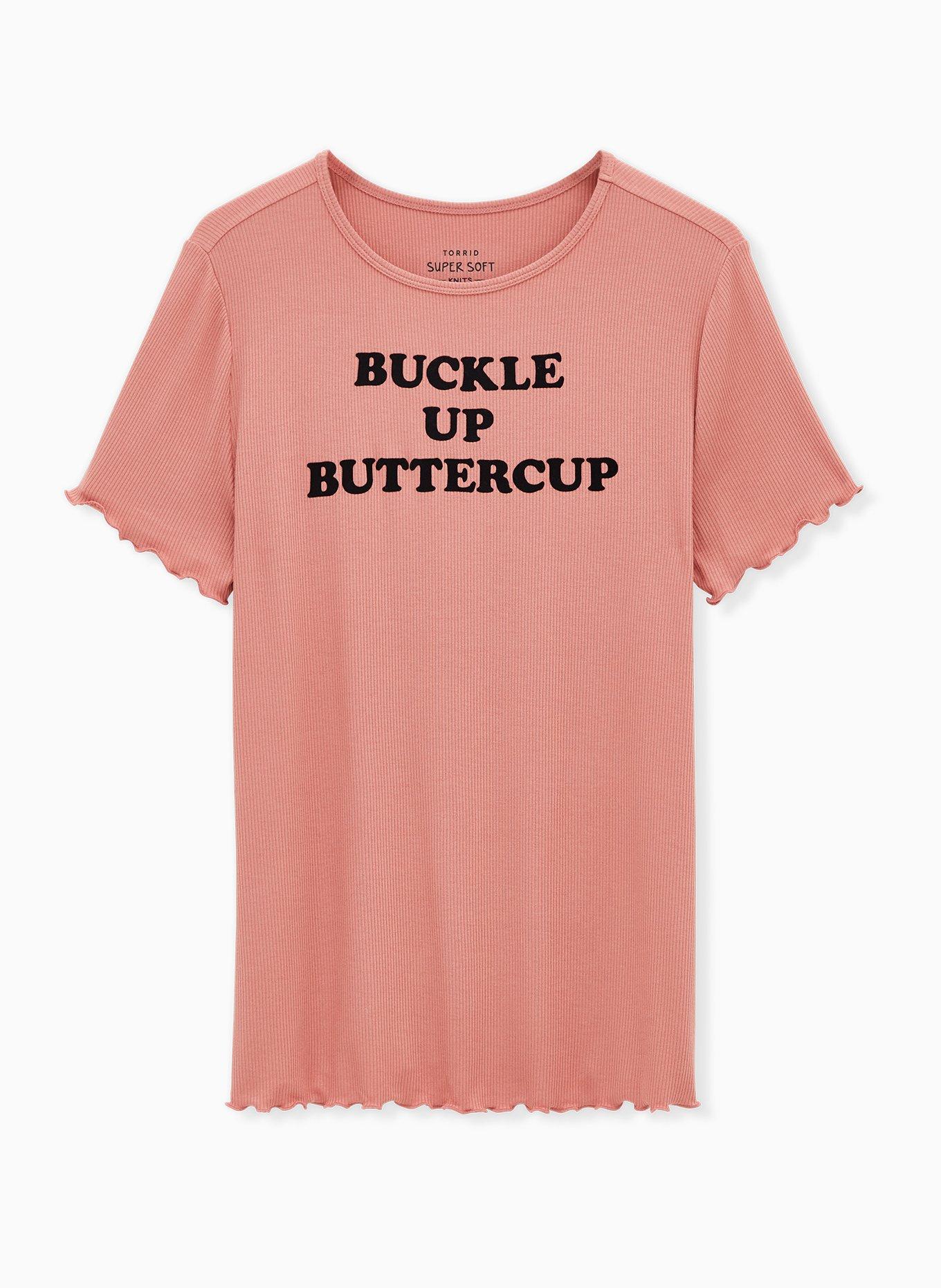 Plus Size Buckle Up Crew Tee - Super Soft Rib Dusty Coral , , hi-res