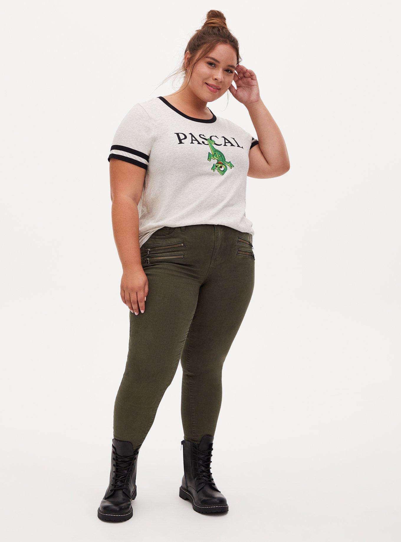 Plus Size Disney Tangled Pascal Oatmeal Crew Neck Ringer Top, OATMEAL HEATHER, alternate