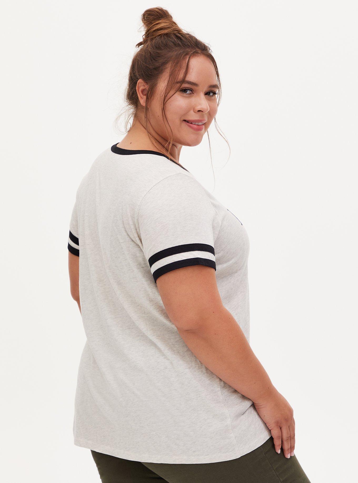 Plus Size Disney Tangled Pascal Oatmeal Crew Neck Ringer Top, OATMEAL HEATHER, alternate