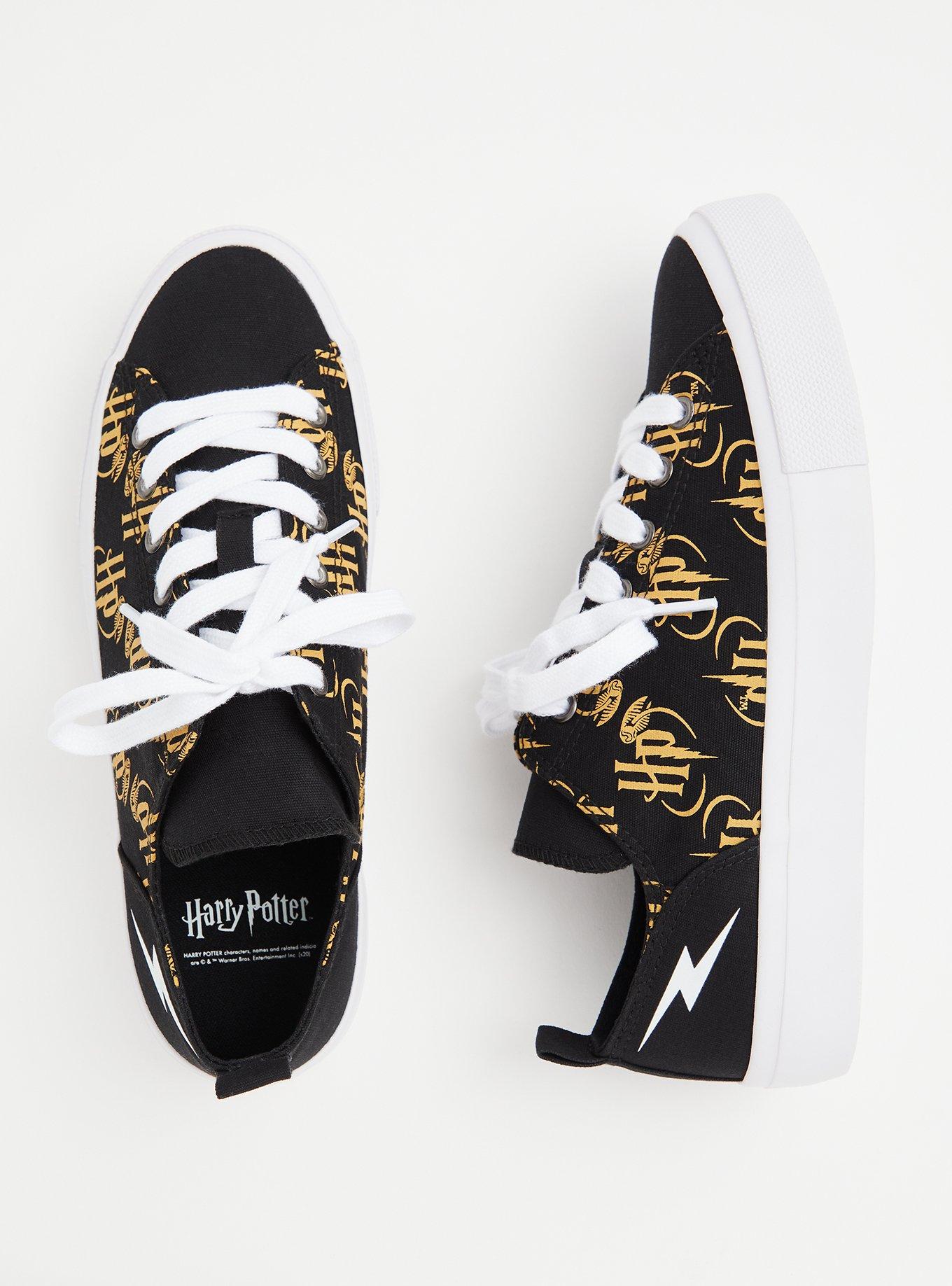 Plus Size Harry Potter Golden Snitch Black Canvas Sneaker WW