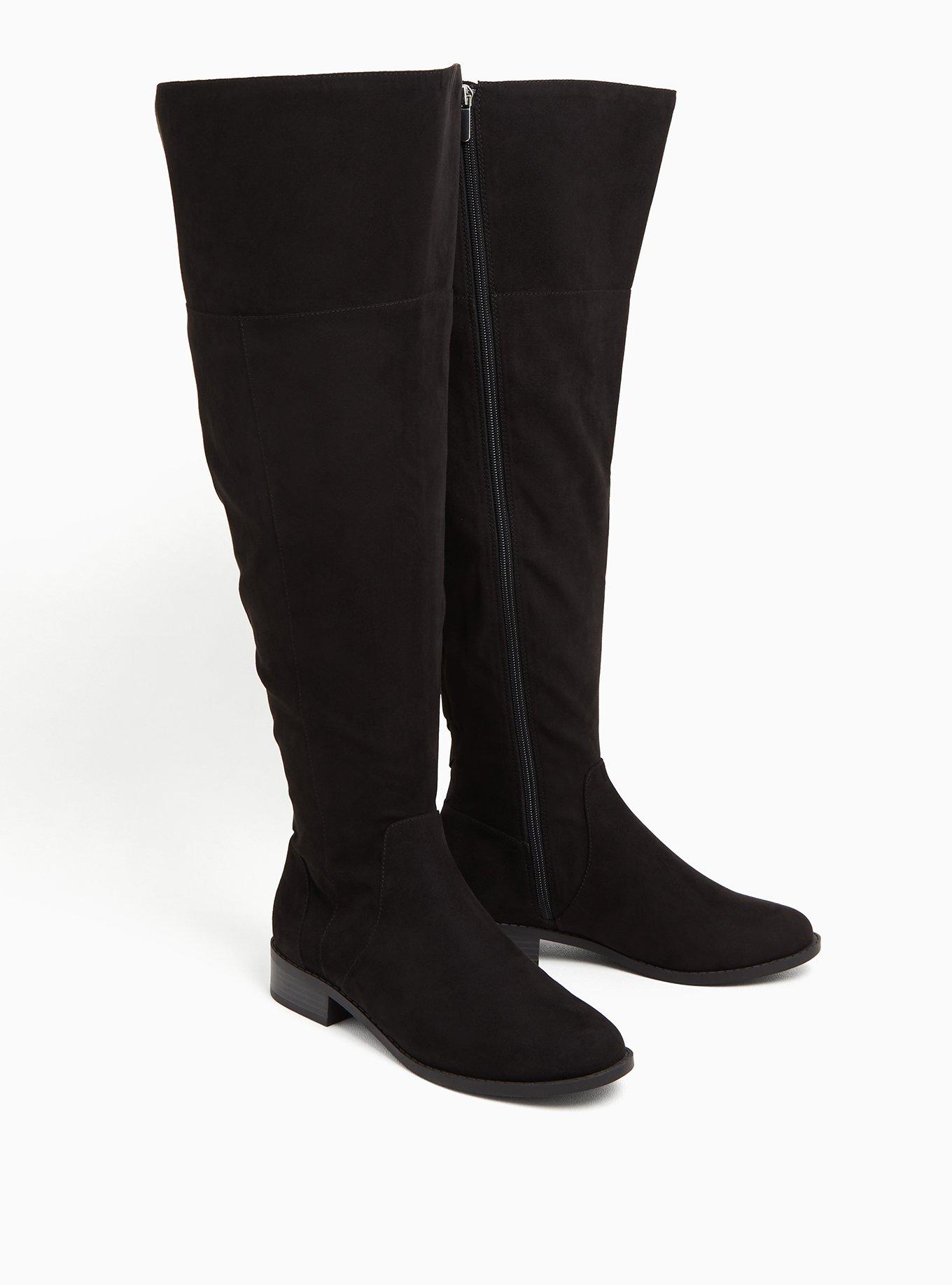 Black Faux Suede Woven Over-The-Knee Boot (WW), BLACK, alternate