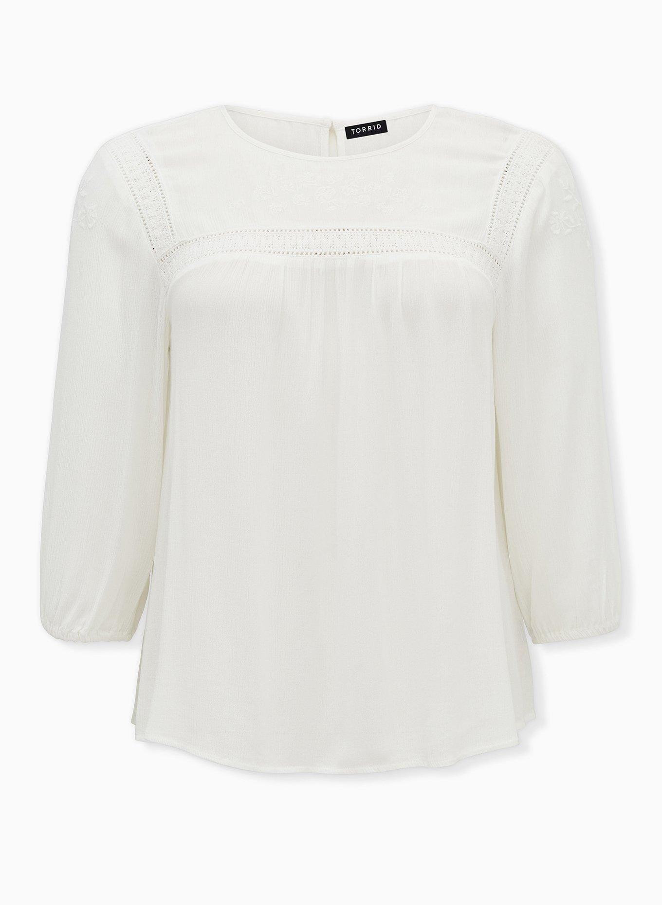 Plus Size Crinkle Gauze Embroidered Top Torrid