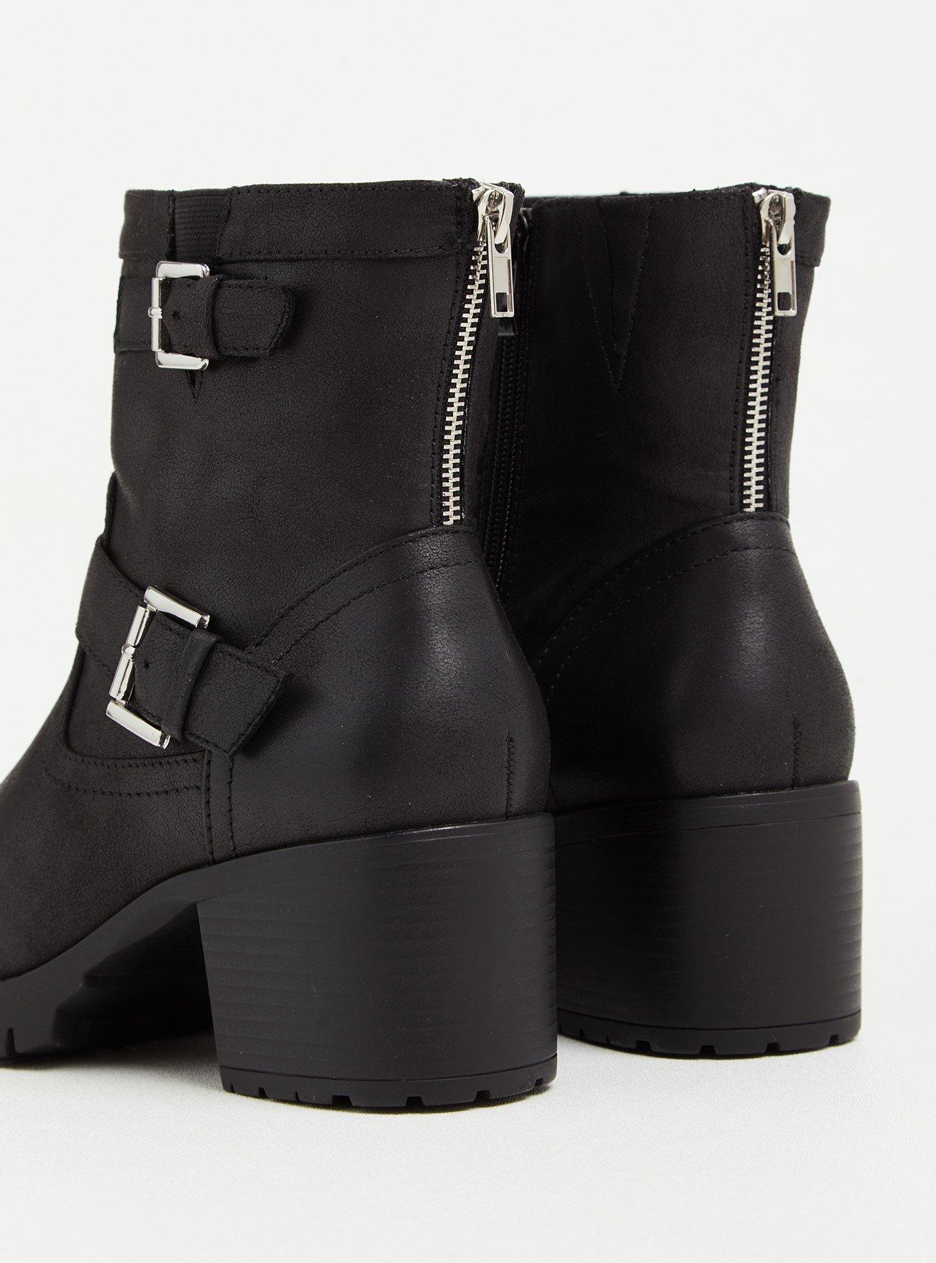 Black Faux Leather Motorcycle Boot (WW), BLACK, alternate