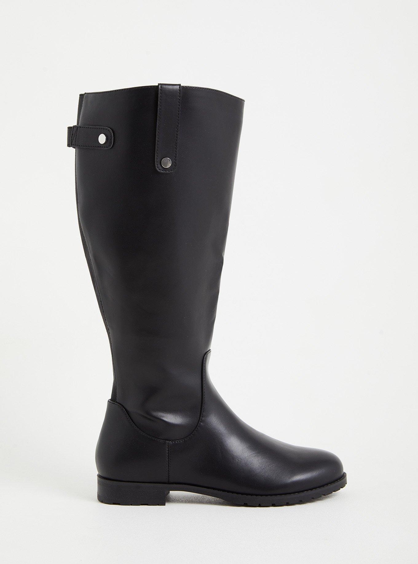 Plus Size Black Faux Leather Knee-High Riding Boot (WW), BLACK, alternate