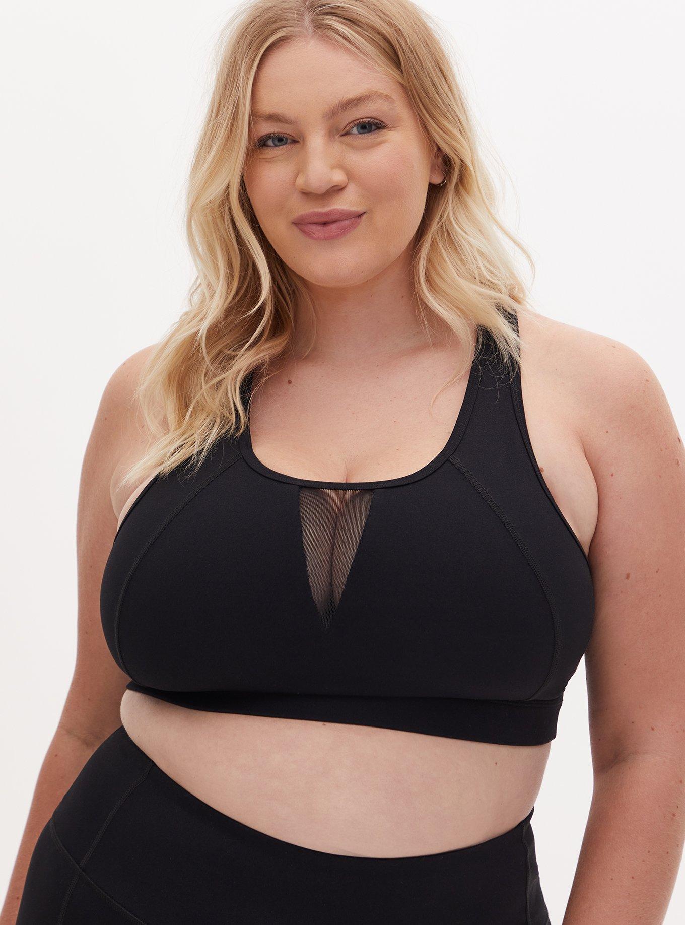 Plus Size - Low-Impact Wireless Mesh Insert Active Sports Bra - Torrid