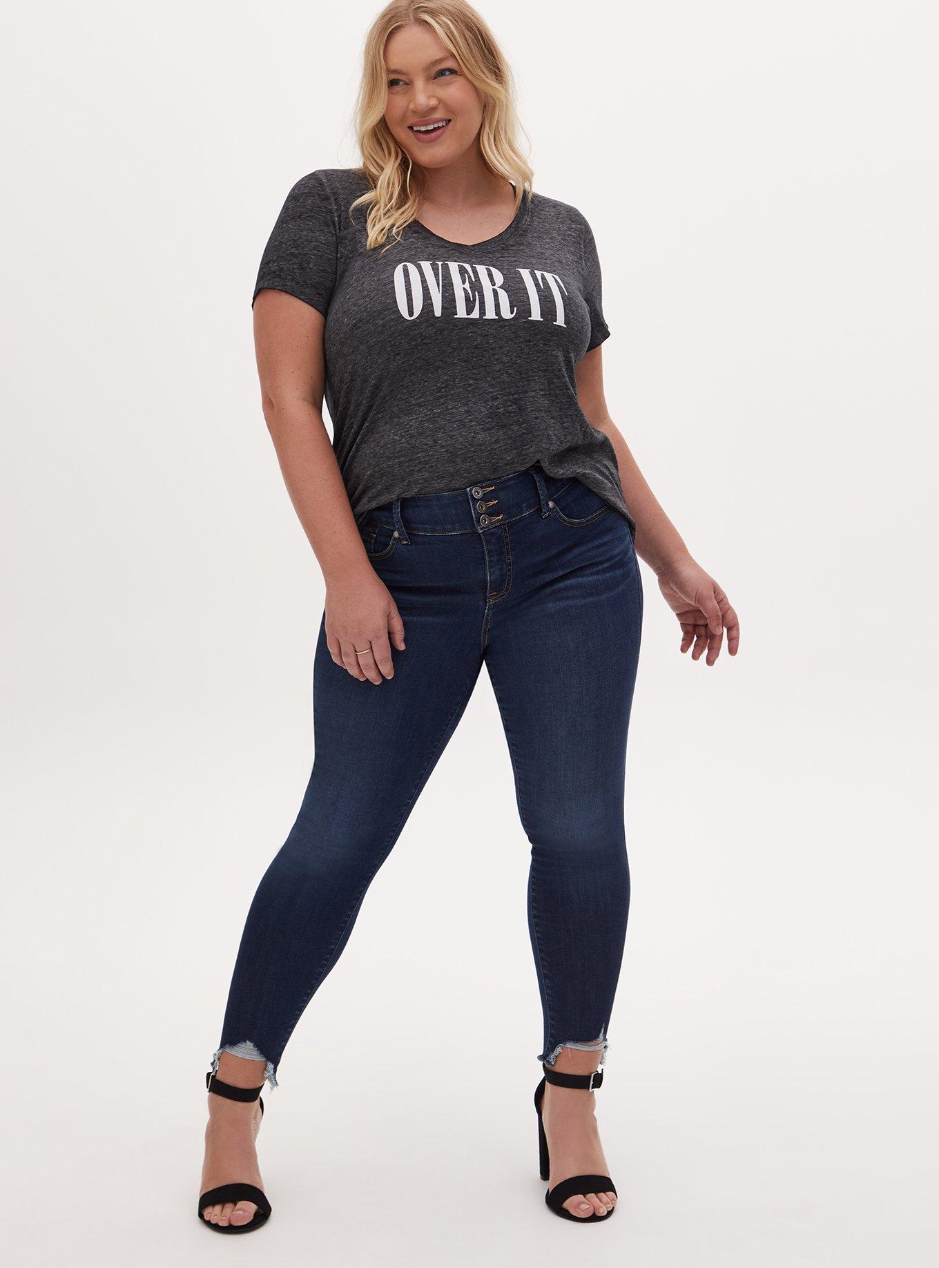 Over It Classic Fit V-Neck Tee - Vintage Burnout Dark Grey , DEEP BLACK, alternate