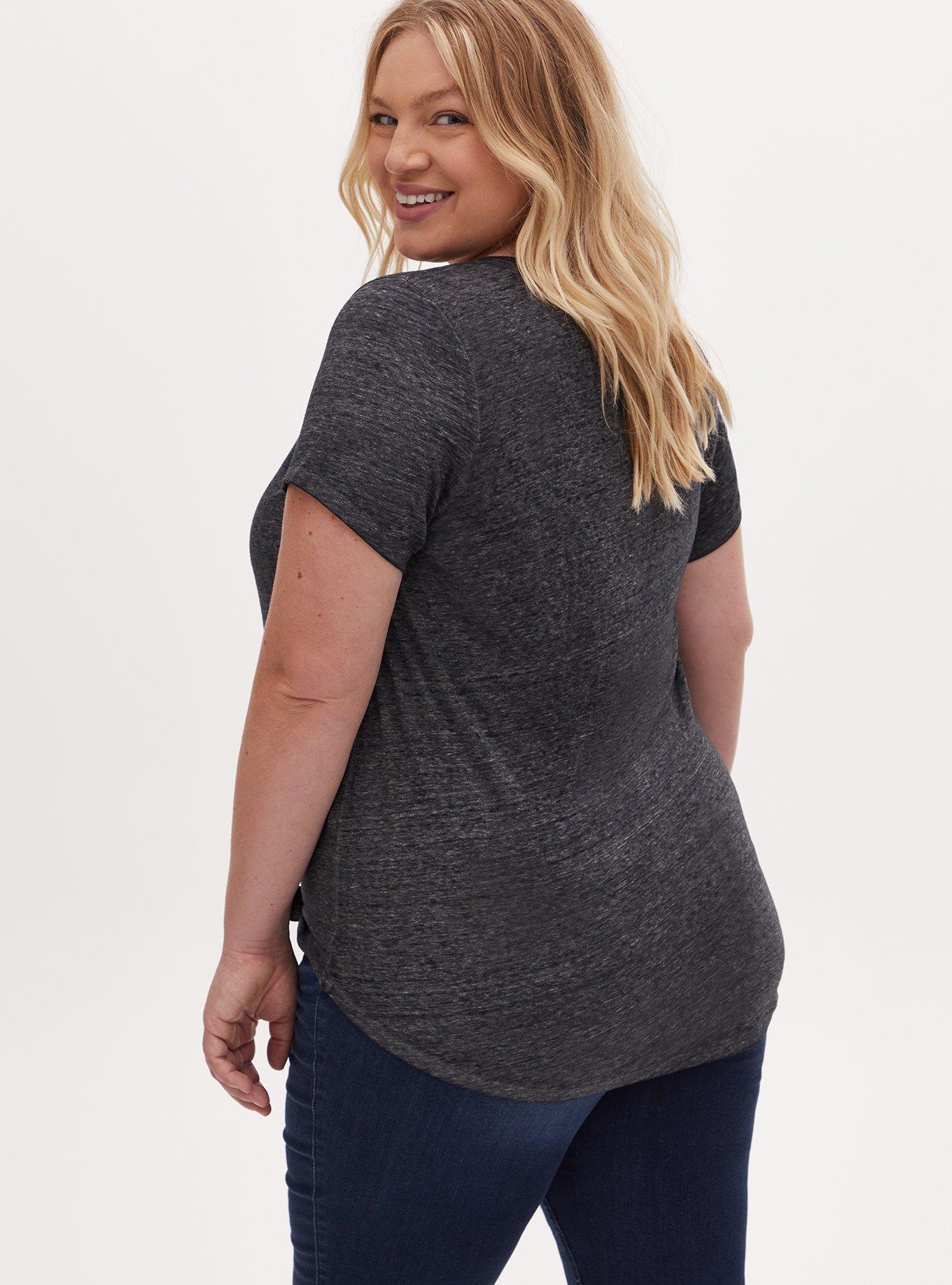 Over It Classic Fit V-Neck Tee - Vintage Burnout Dark Grey , DEEP BLACK, alternate