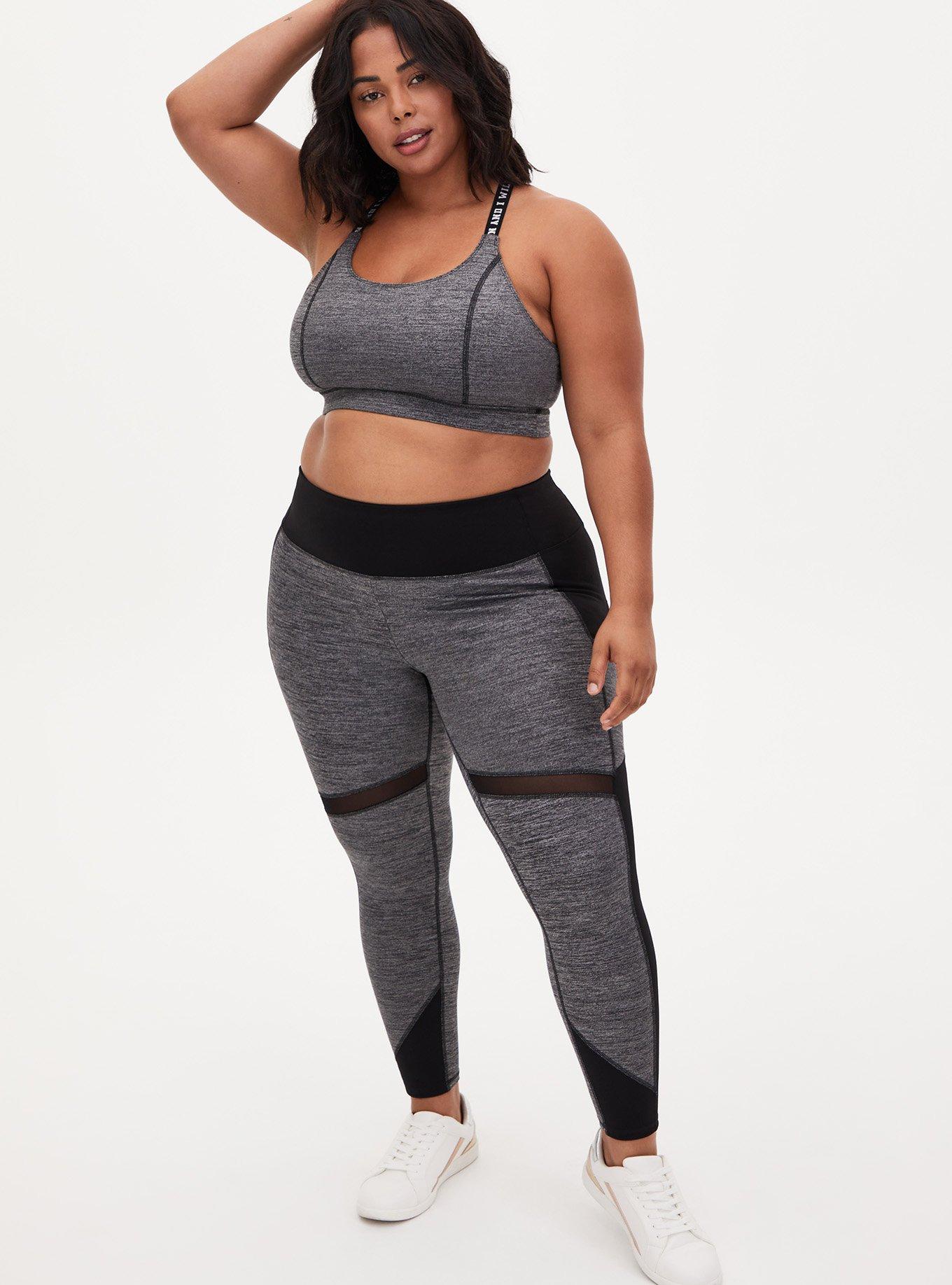 TORRID WOMEN'S BLACK GRAY SPACE-DYE POCKETS ACTIVE LEGGINGS PLUS