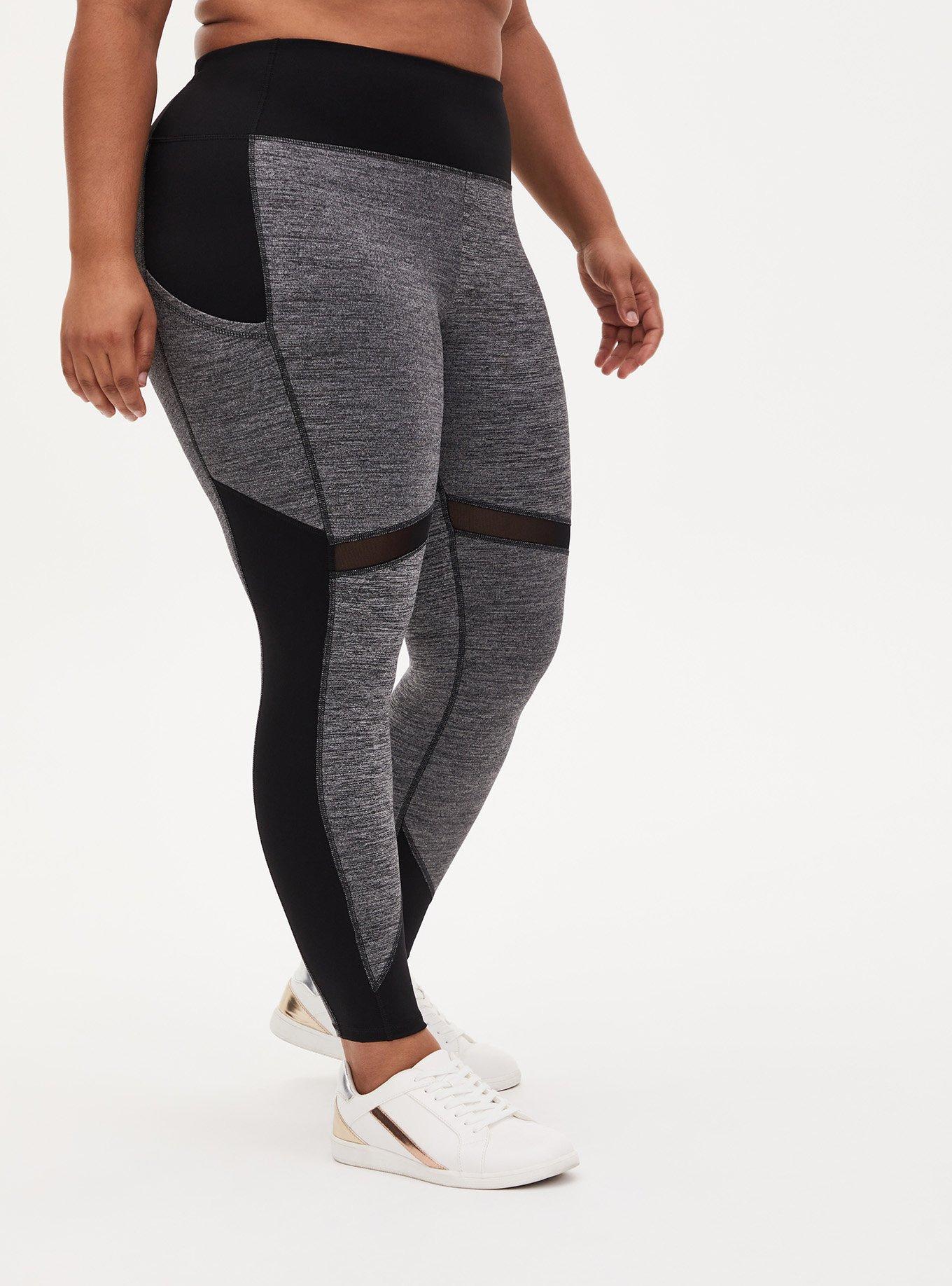 Plus Size Burgundy Purple Space-Dye Crop Wicking Active Legging with Pockets, BURGUNDY, hi-res