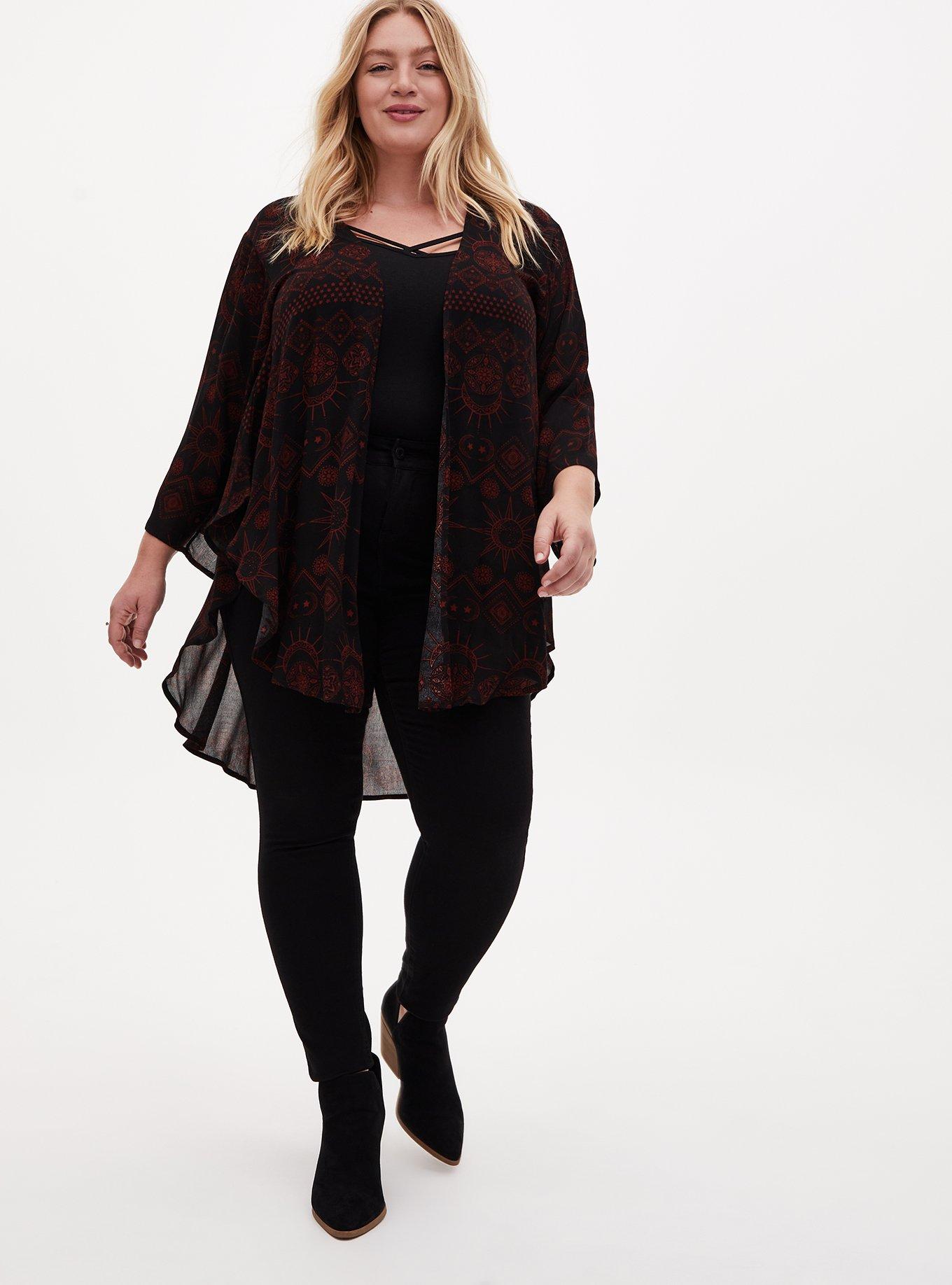 Georgette Shirttail Kimono, CELESTIAL, alternate