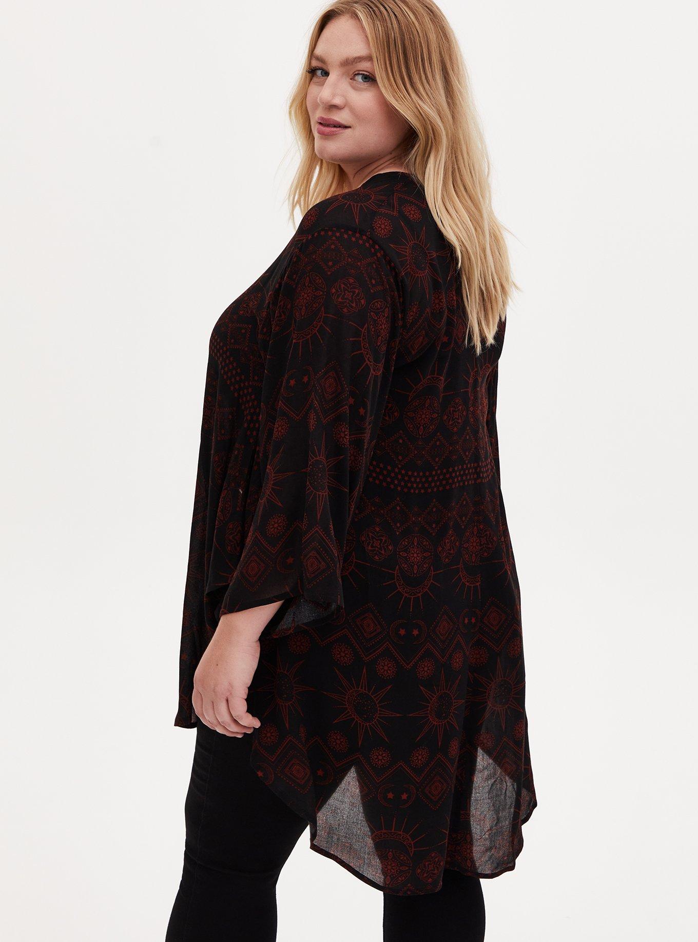 Georgette Shirttail Kimono, CELESTIAL, alternate