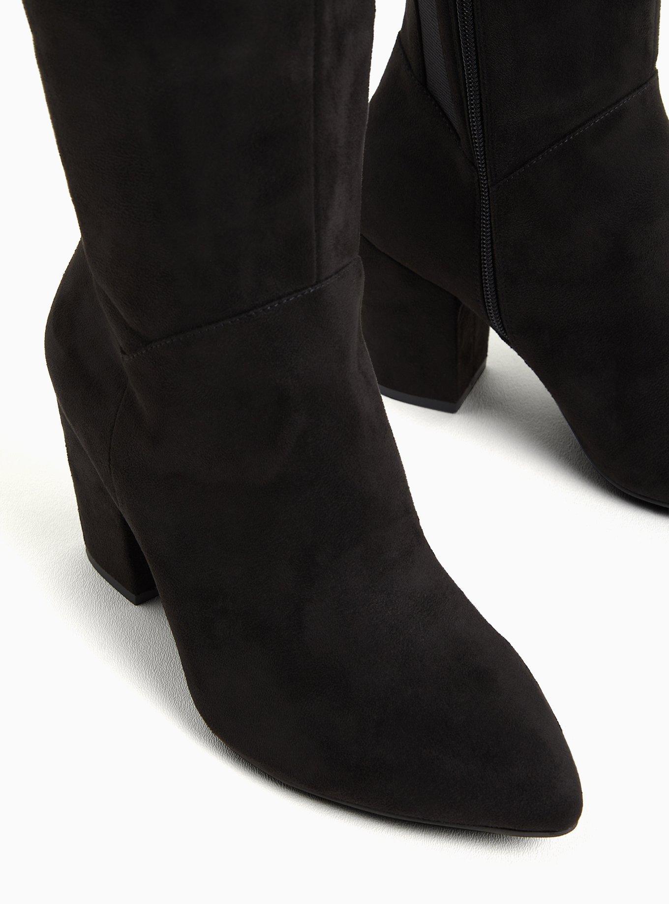 Black Faux Suede Pointed Toe Knee-High Boot (WW & Wide to Extra Wide Calf), BLACK, alternate