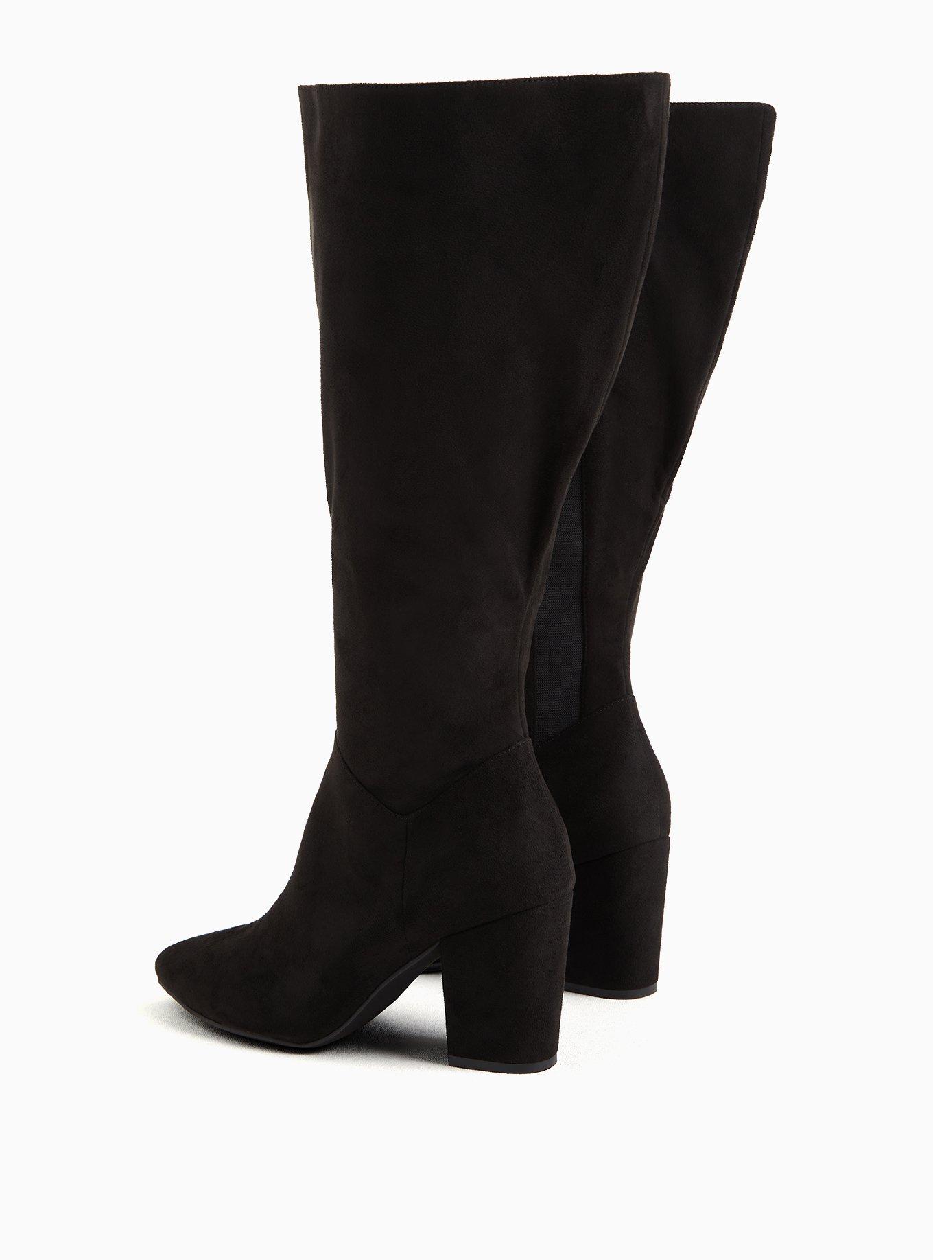 Black Faux Suede Pointed Toe Knee-High Boot (WW & Wide to Extra Wide Calf), BLACK, alternate