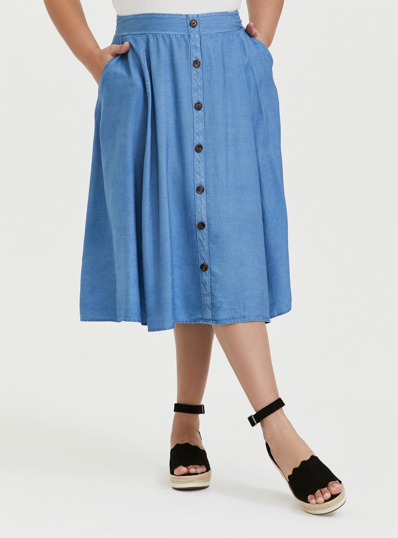 Button chambray shop skirt