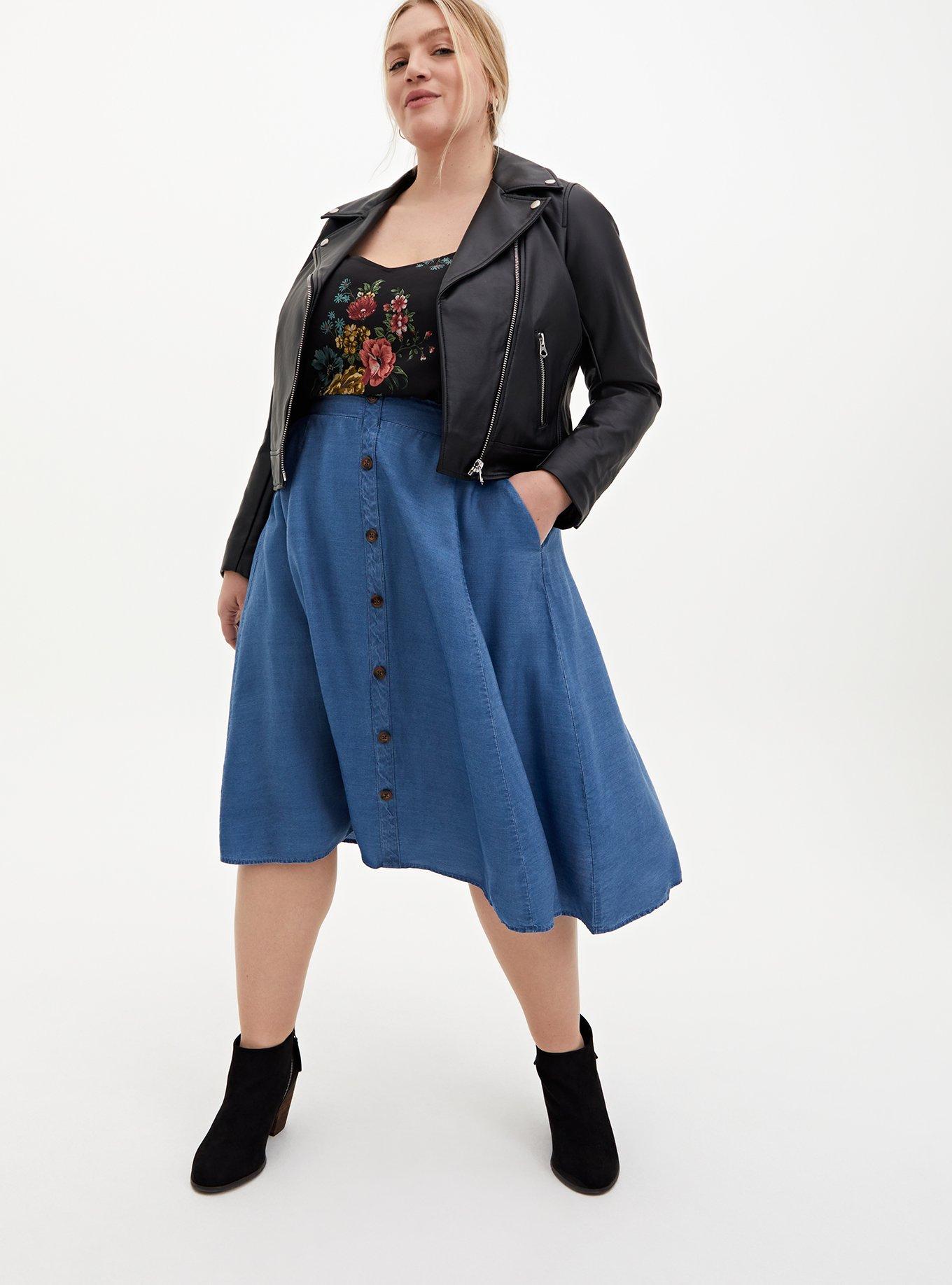 Plus size on sale chambray midi skirt