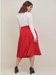 Midi Studio Luxe Ponte Skirt, RED, alternate