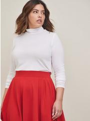 Midi Studio Luxe Ponte Skirt, RED, alternate