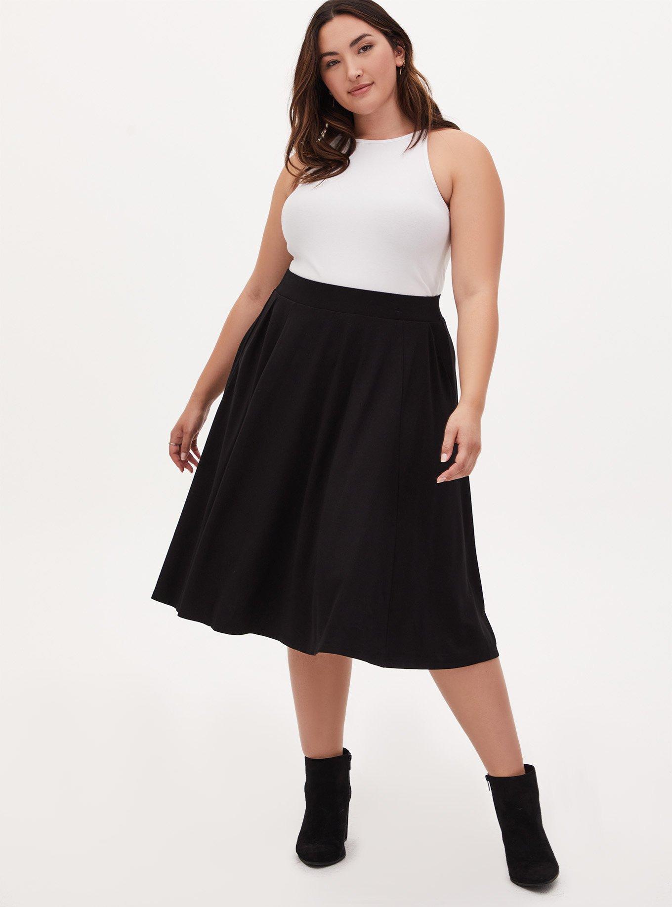 Plus Size - Midi Studio Luxe Ponte Skirt - Torrid