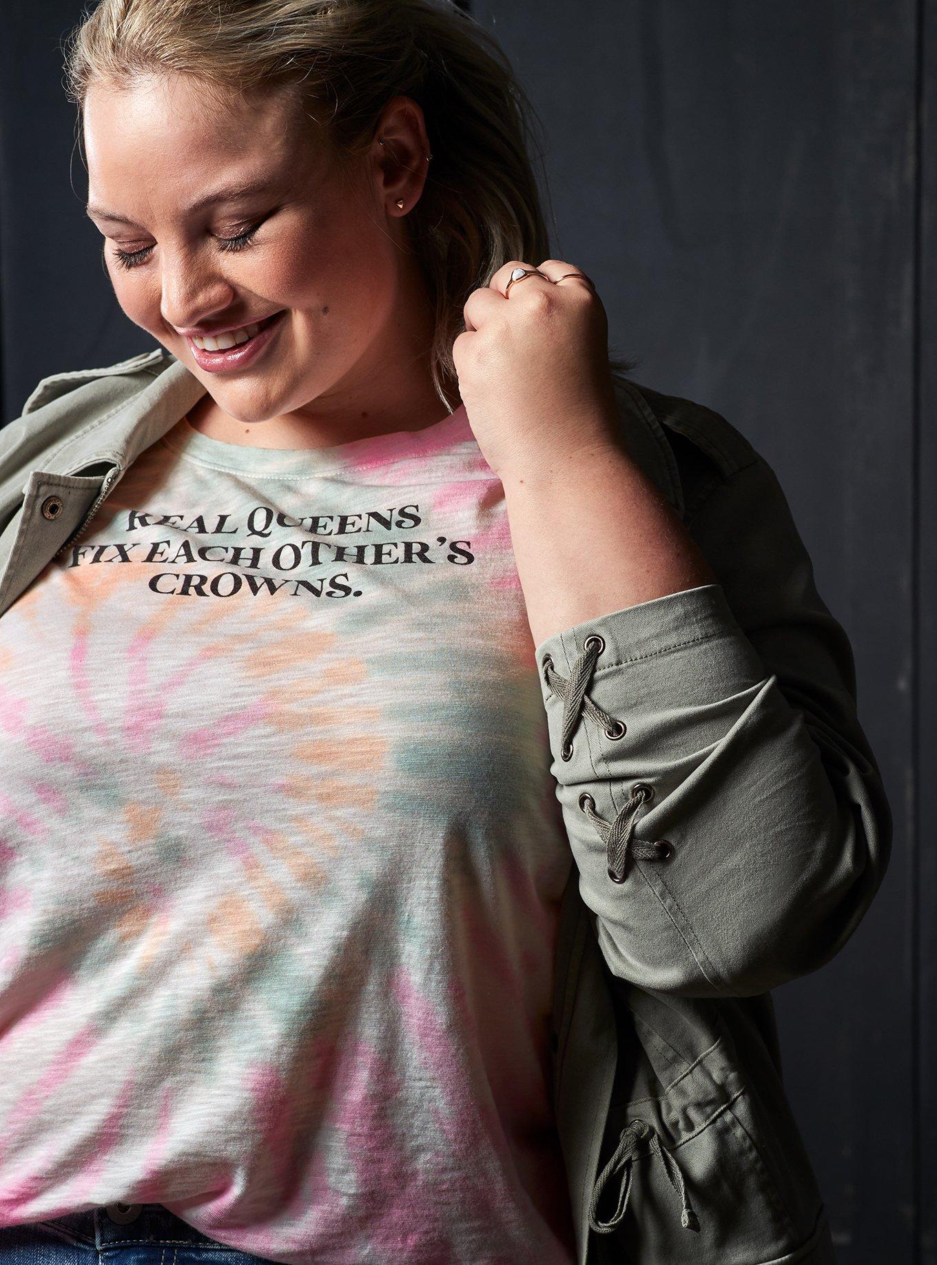 Plus Size Real Queens Classic Fit Crew Tee - Heritage Slub Tie-Dye Multi, , hi-res