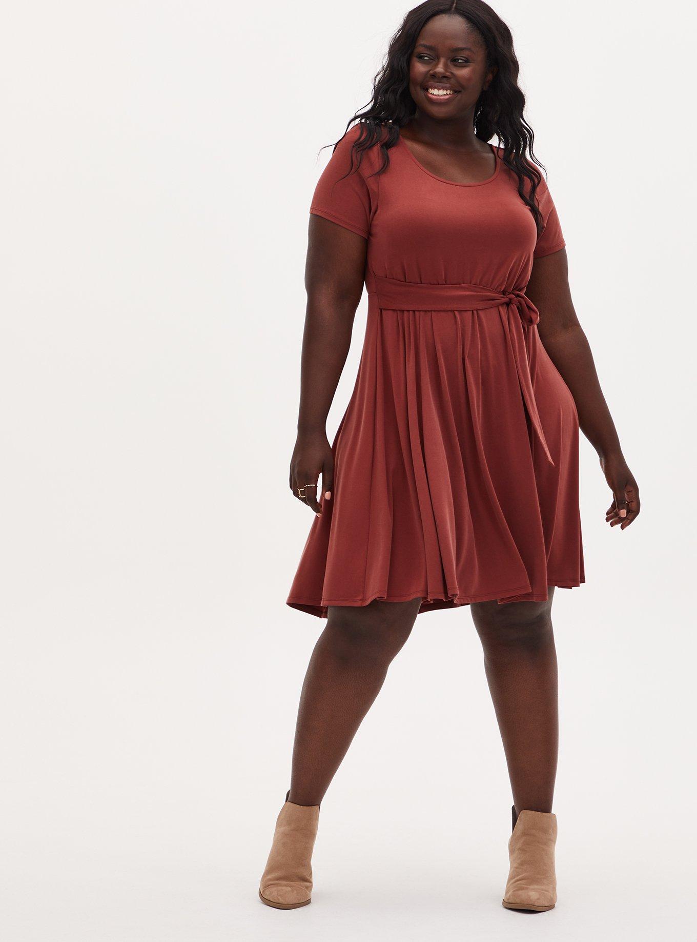 Plus Size - Mini Studio Cupro Skater Dress - Torrid