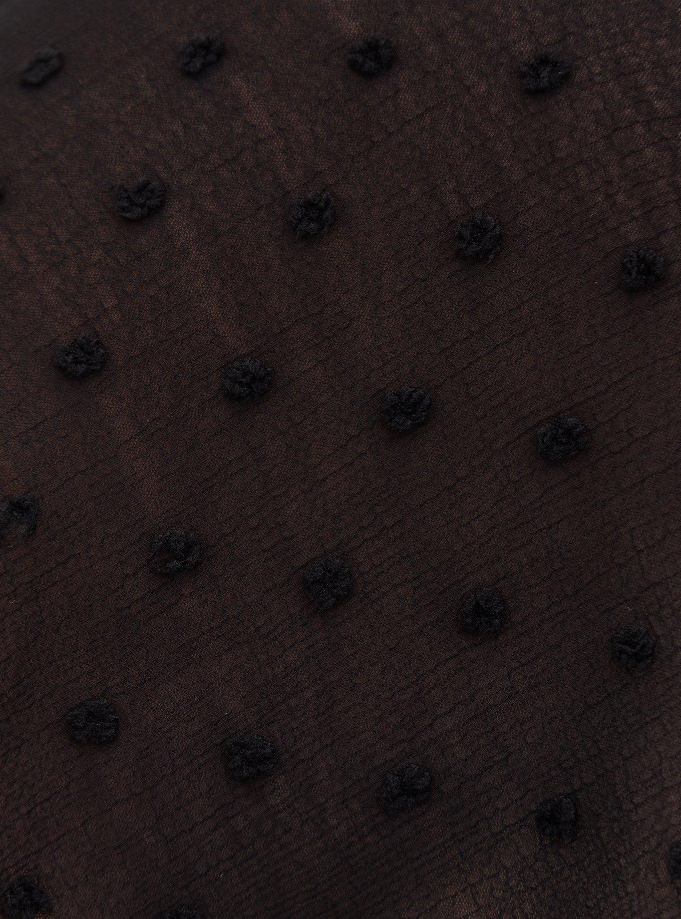 Plus Size Black Swiss Dot Wrap Dress, DEEP BLACK, alternate