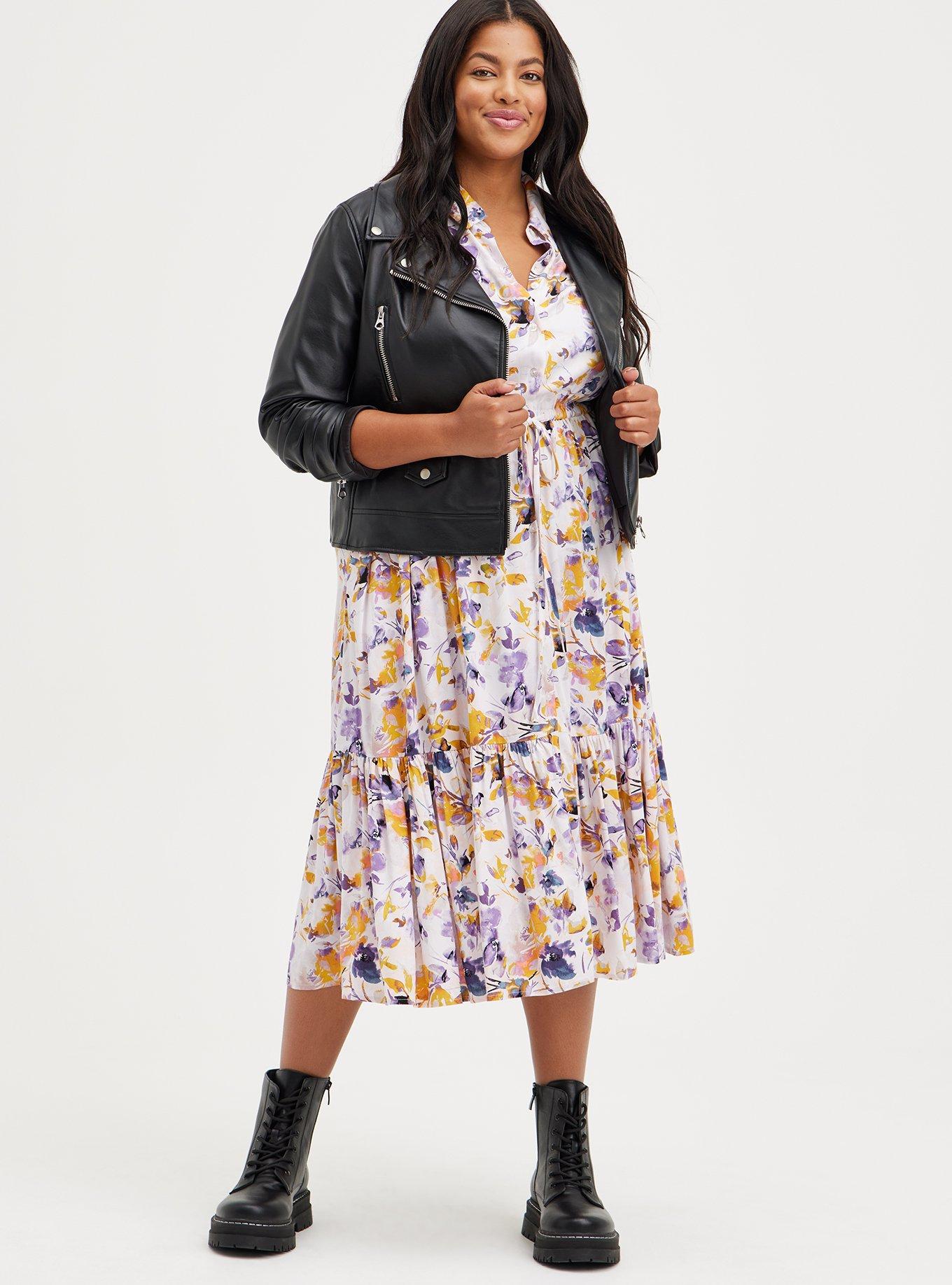 Midi Challis Button-Front Shirt Dress, FLORAL PINK, alternate