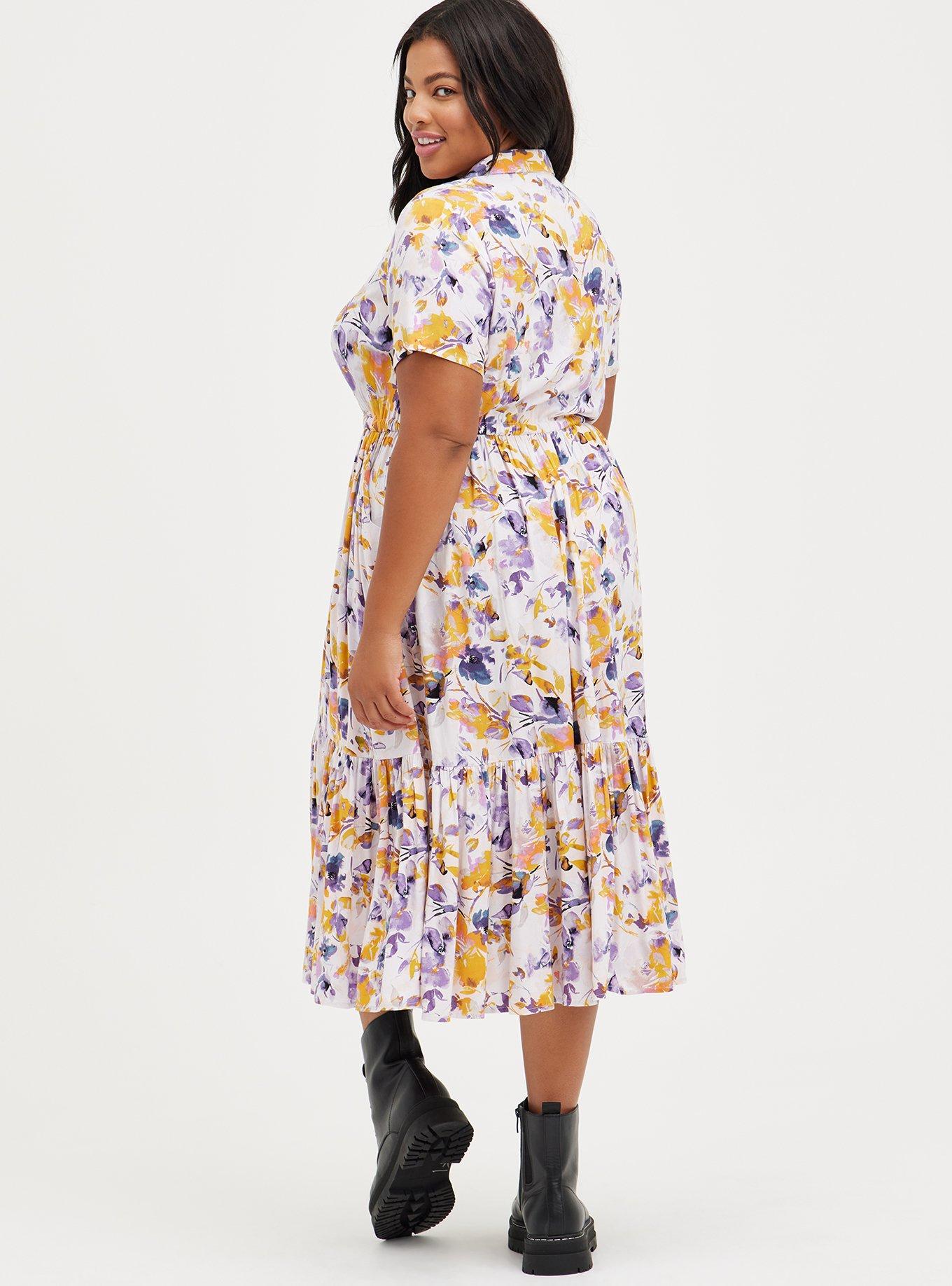 Midi Challis Button-Front Shirt Dress, FLORAL PINK, alternate