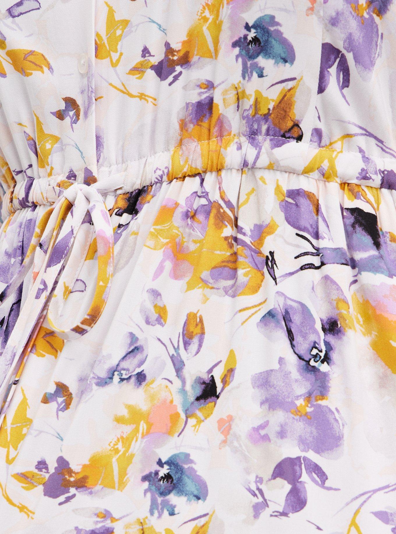 Midi Challis Button-Front Shirt Dress, FLORAL PINK, alternate