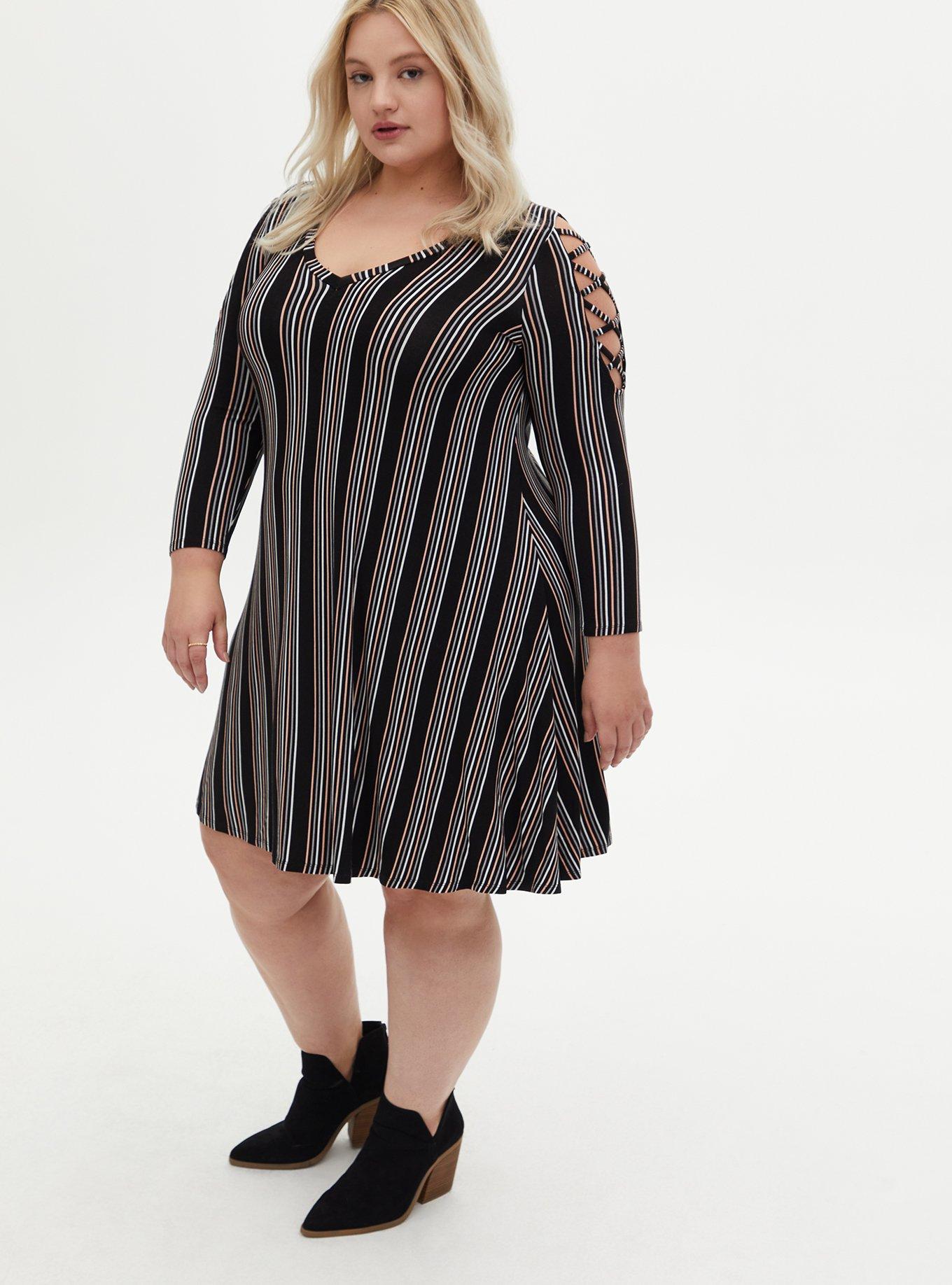 Torrid black and white striped dress sale