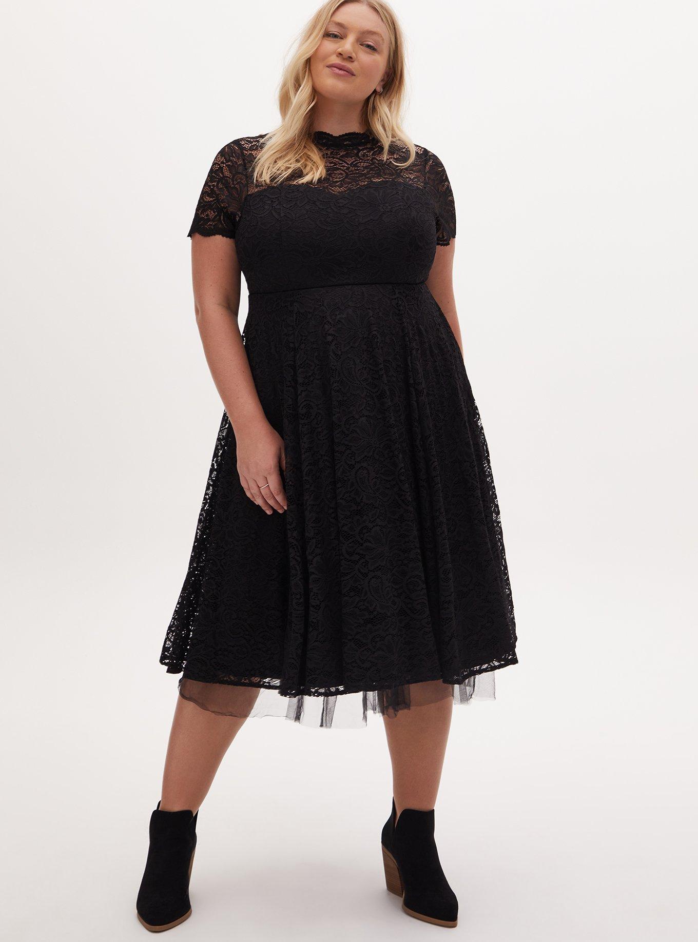 Plus Size - Lace Trim Sleep Dress - Super Soft Black - Torrid