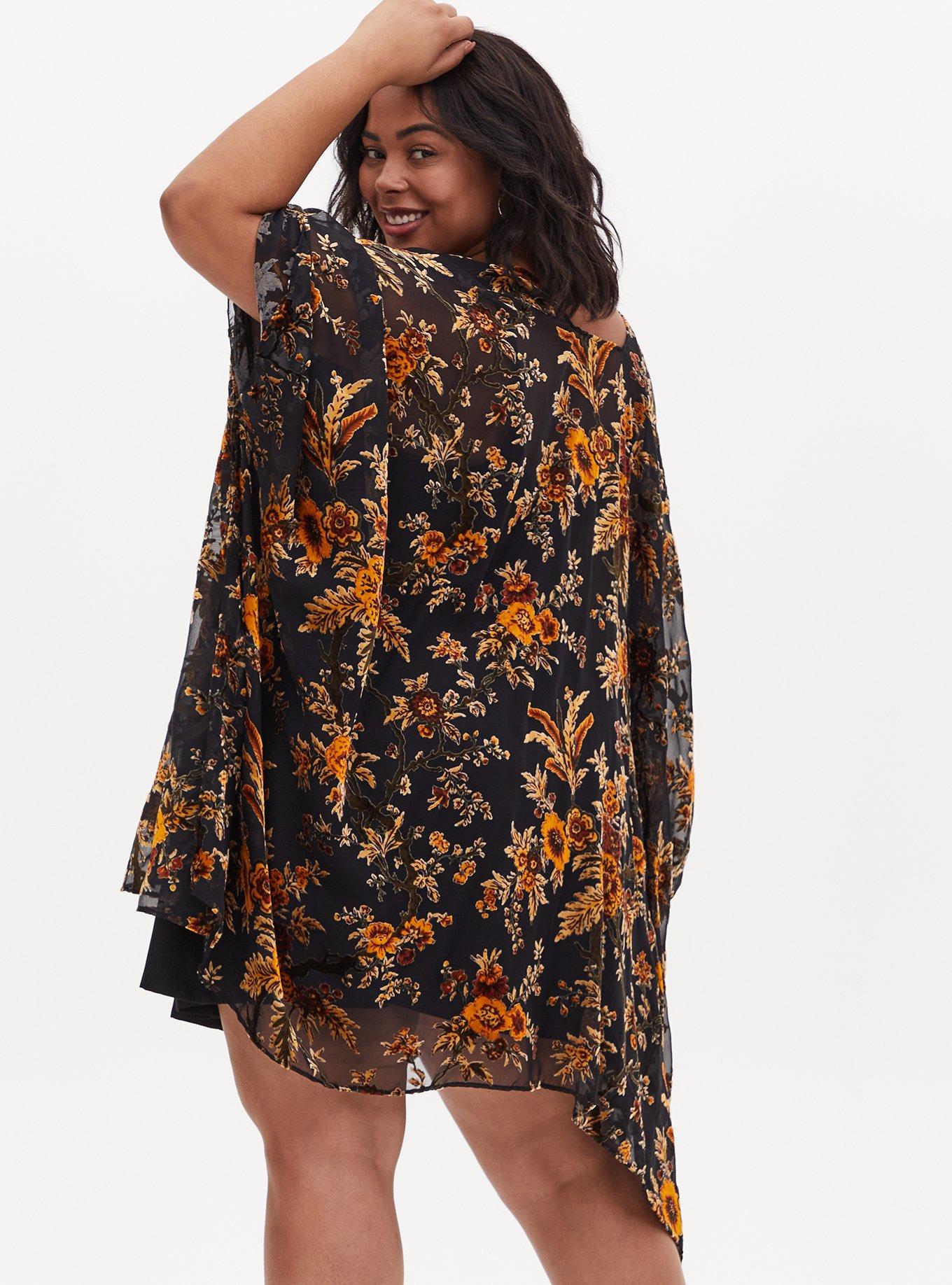 Plus Size - Multi Floral Burnout Ruana - Torrid