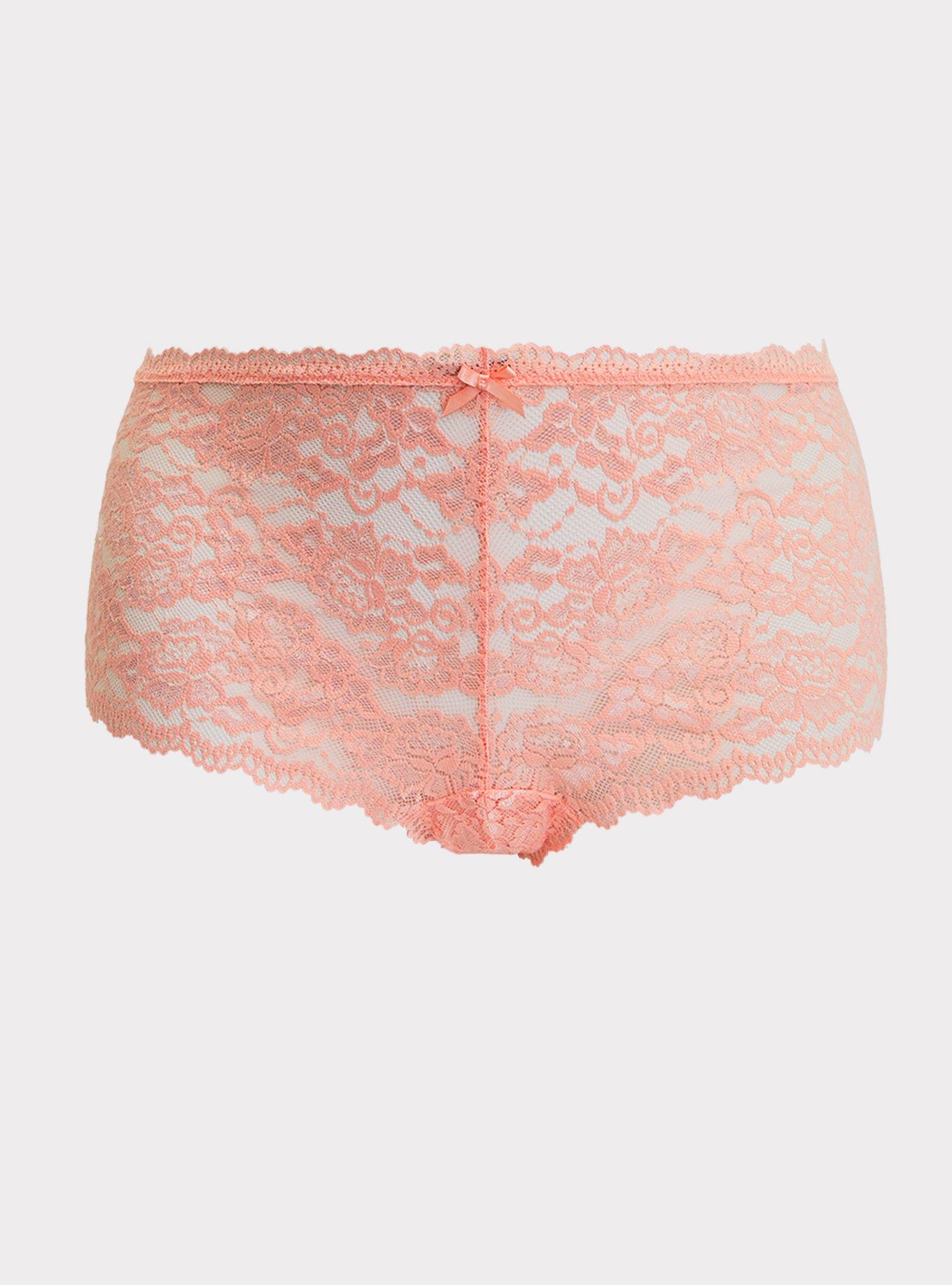Simply Lace Mid-Rise Cheeky Panty, PEACH MELBA, hi-res