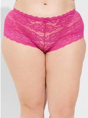 Simply Lace Mid-Rise Cheeky Panty, FUCHSIA RED, alternate