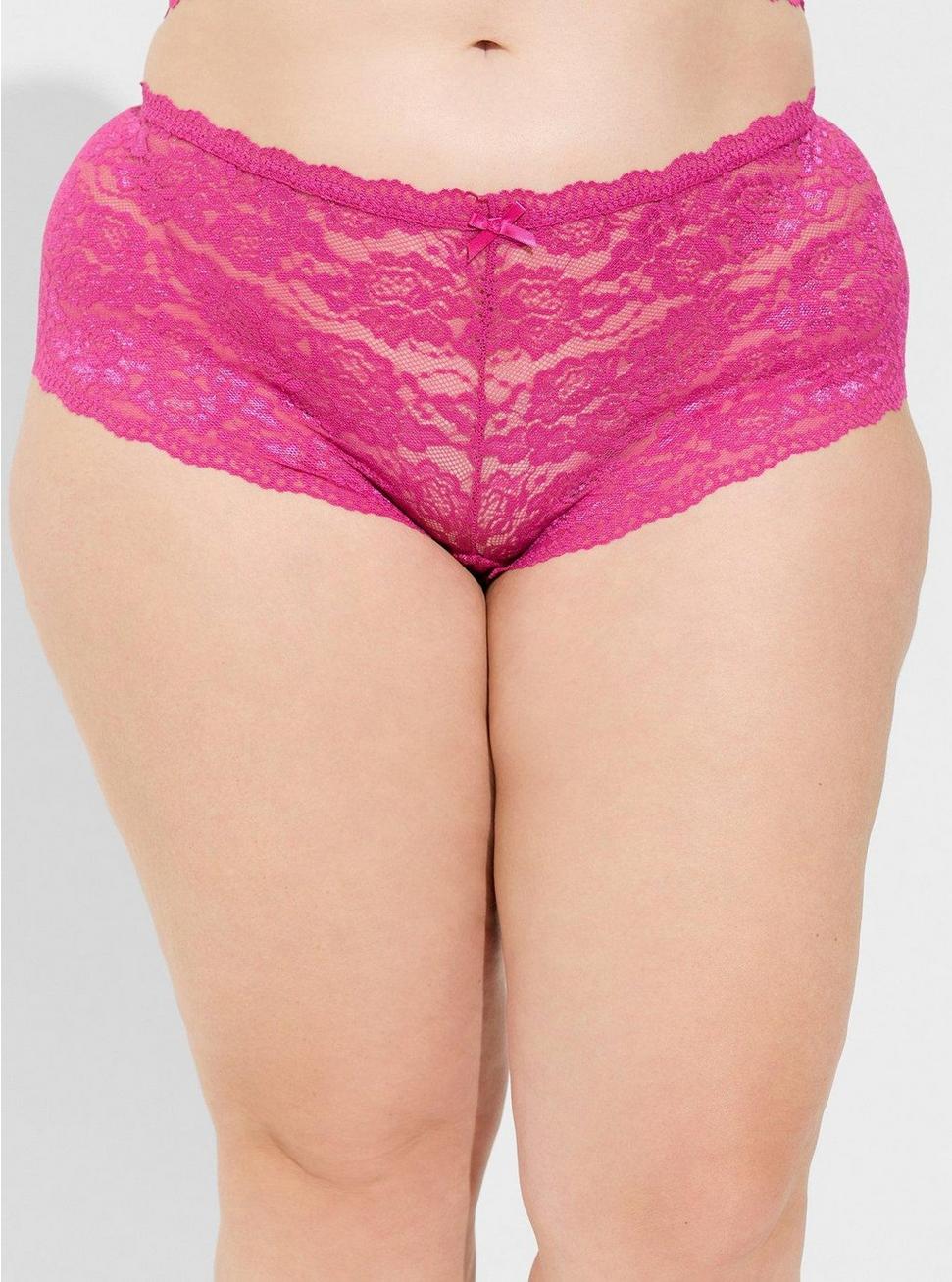 Simply Lace Mid-Rise Cheeky Panty, FUCHSIA RED, alternate