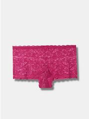 Simply Lace Mid-Rise Cheeky Panty, FUCHSIA RED, hi-res