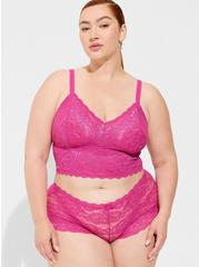 Simply Lace Mid-Rise Cheeky Panty, FUCHSIA RED, hi-res