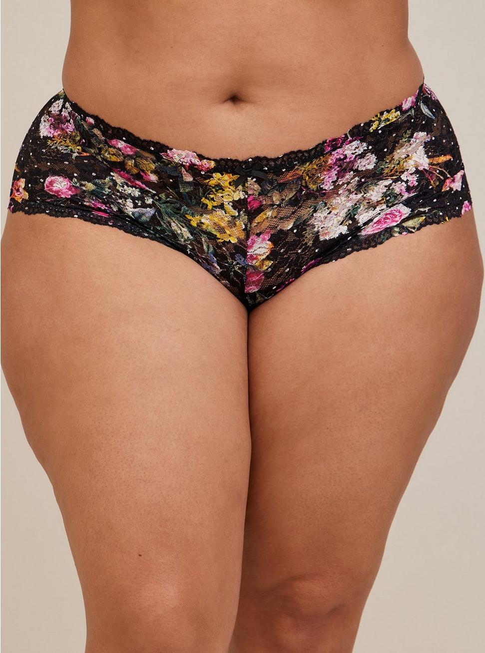 Simply Lace Mid-Rise Cheeky Panty, TRANCE FLORAL BLACK, alternate