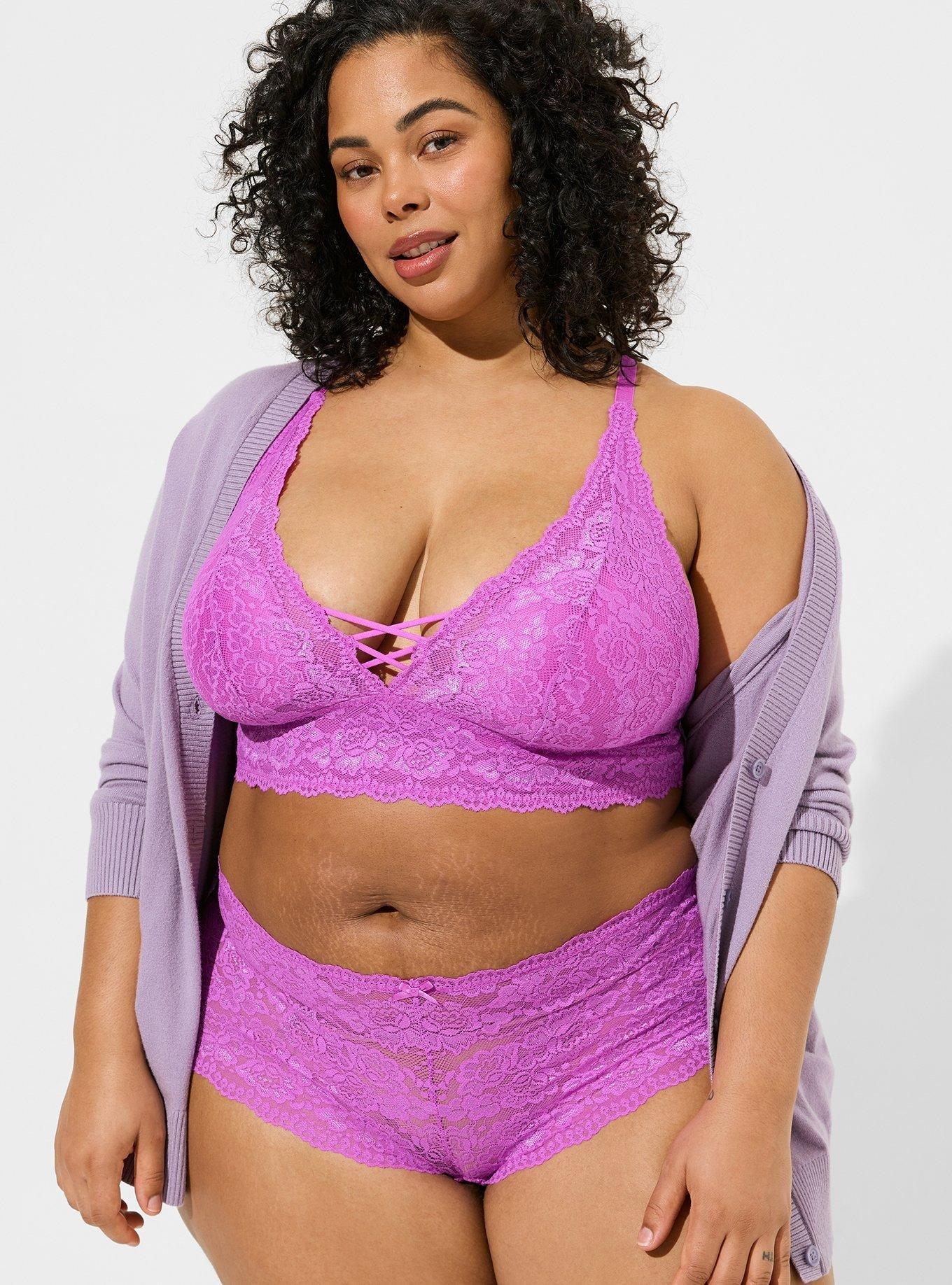 Plus Size - Purple Strappy Lace Bralette - Torrid