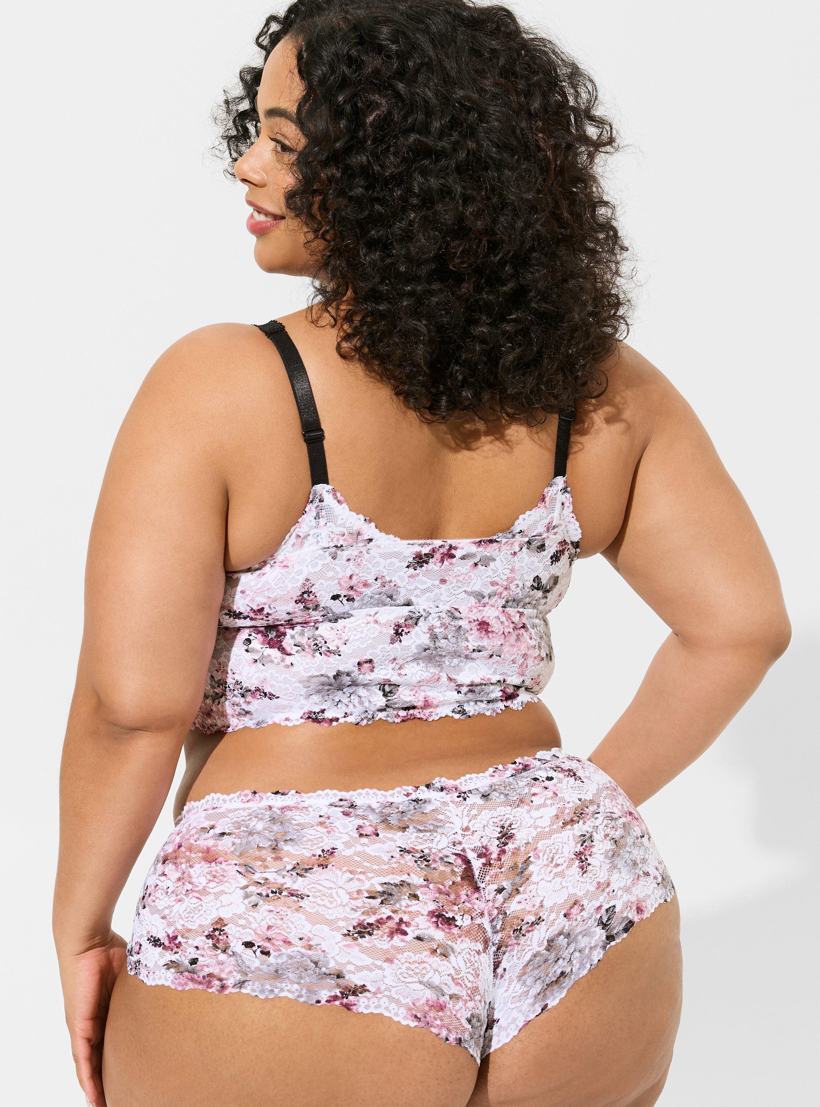 Plus Size - Floral Lace Strappy Mid Rise Cheeky Panty - Torrid