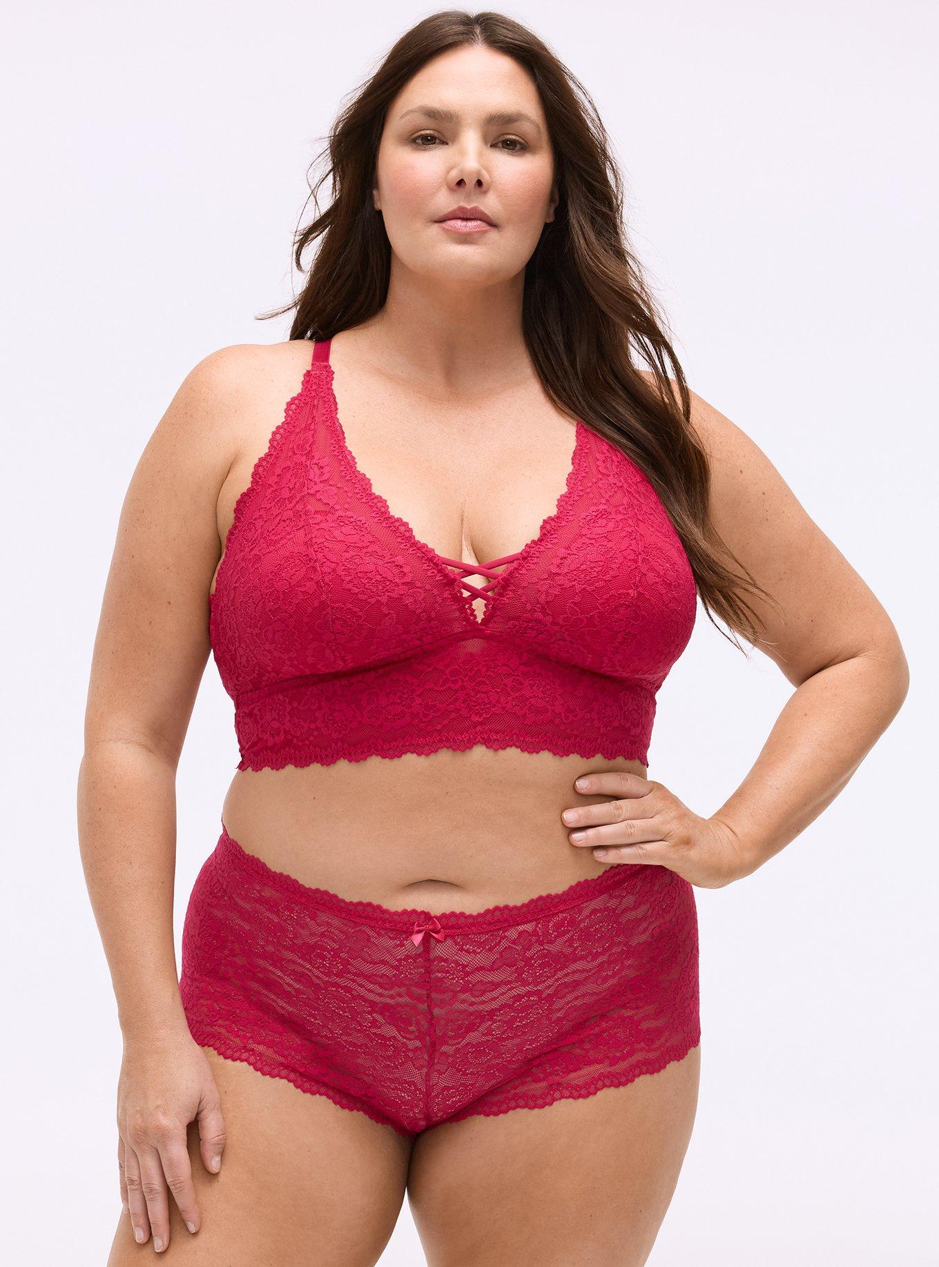 Simply Lace Mid-Rise Cheeky Panty, CERISE, hi-res