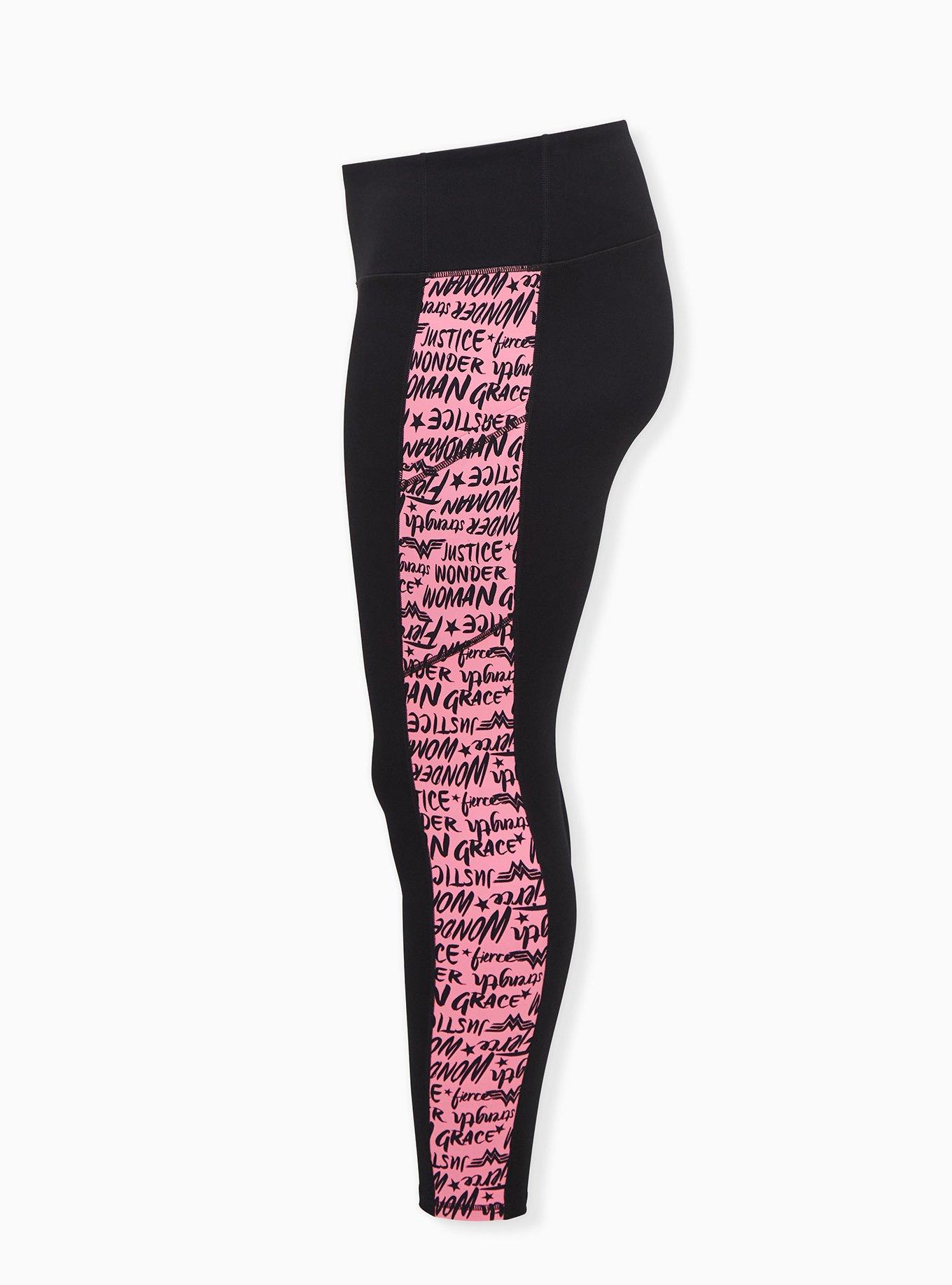 Plus Size Breast Cancer Awareness - Wonder Woman Black & Pink Active Legging with Pockets, DEEP BLACK, alternate