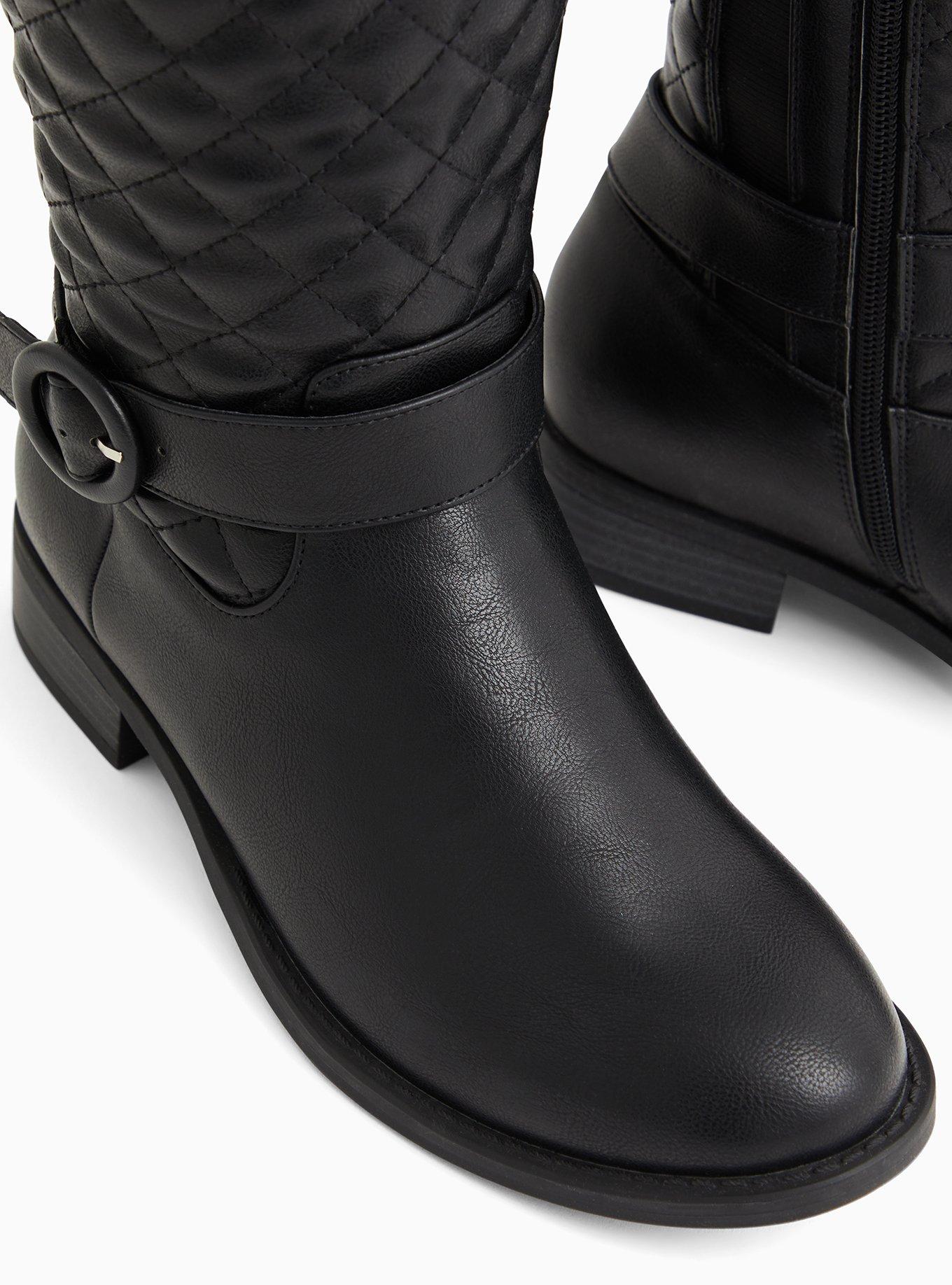 Black quilted leather boots hotsell