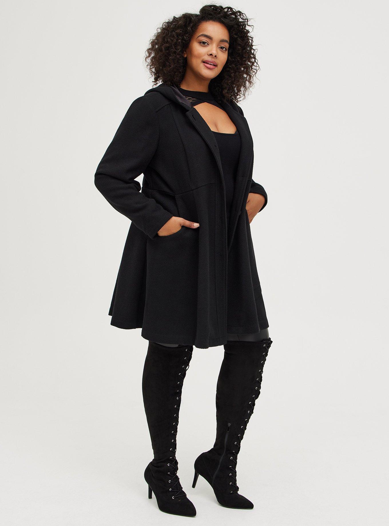 Fit and flare on sale plus size coat