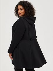 Wool Fit And Flare Coat, DEEP BLACK, alternate
