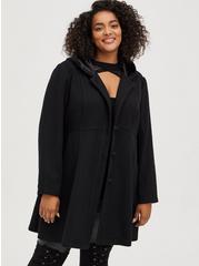 Wool Fit And Flare Coat, DEEP BLACK, hi-res
