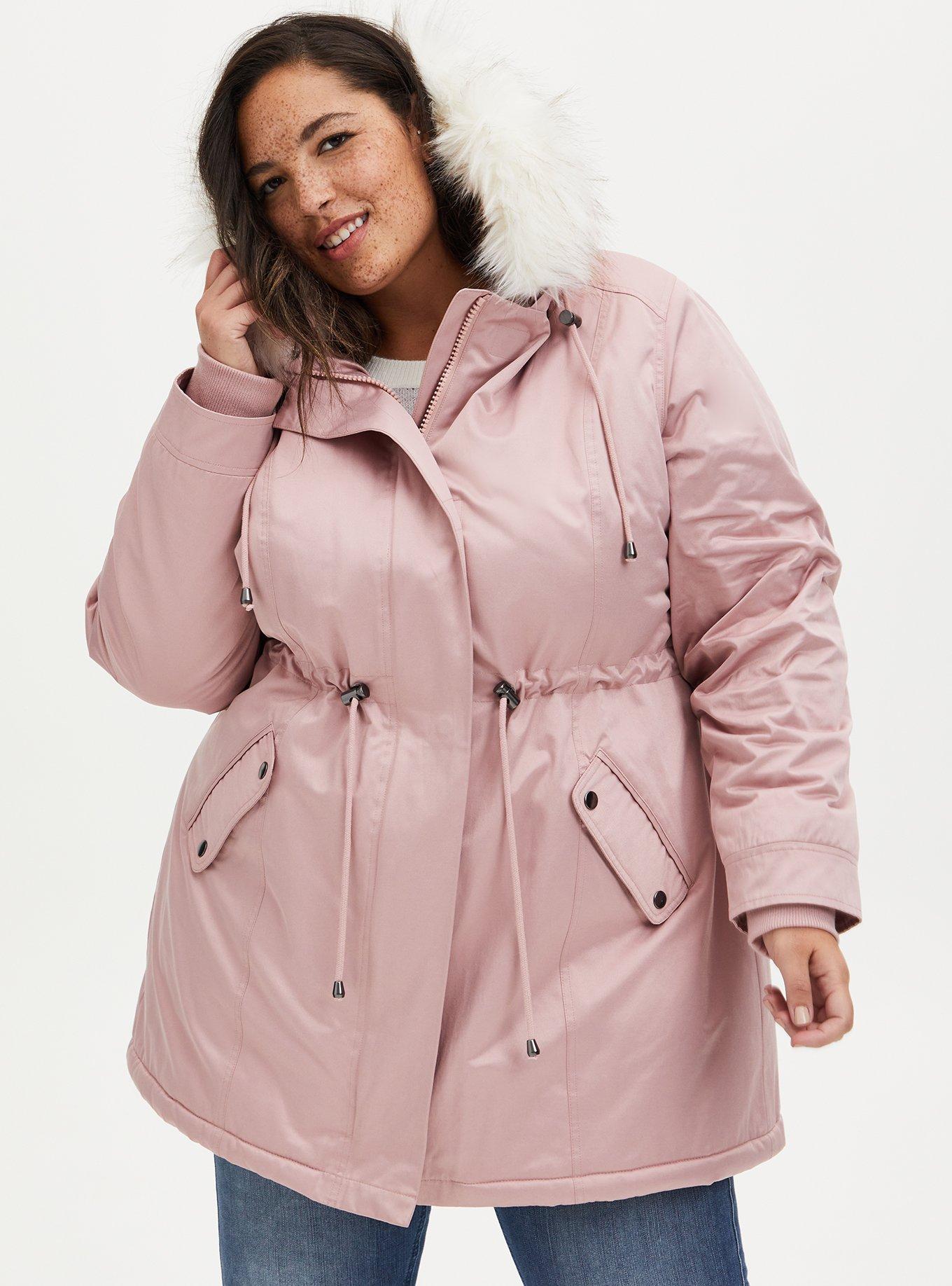 Torrid camo coat with pink fur sale